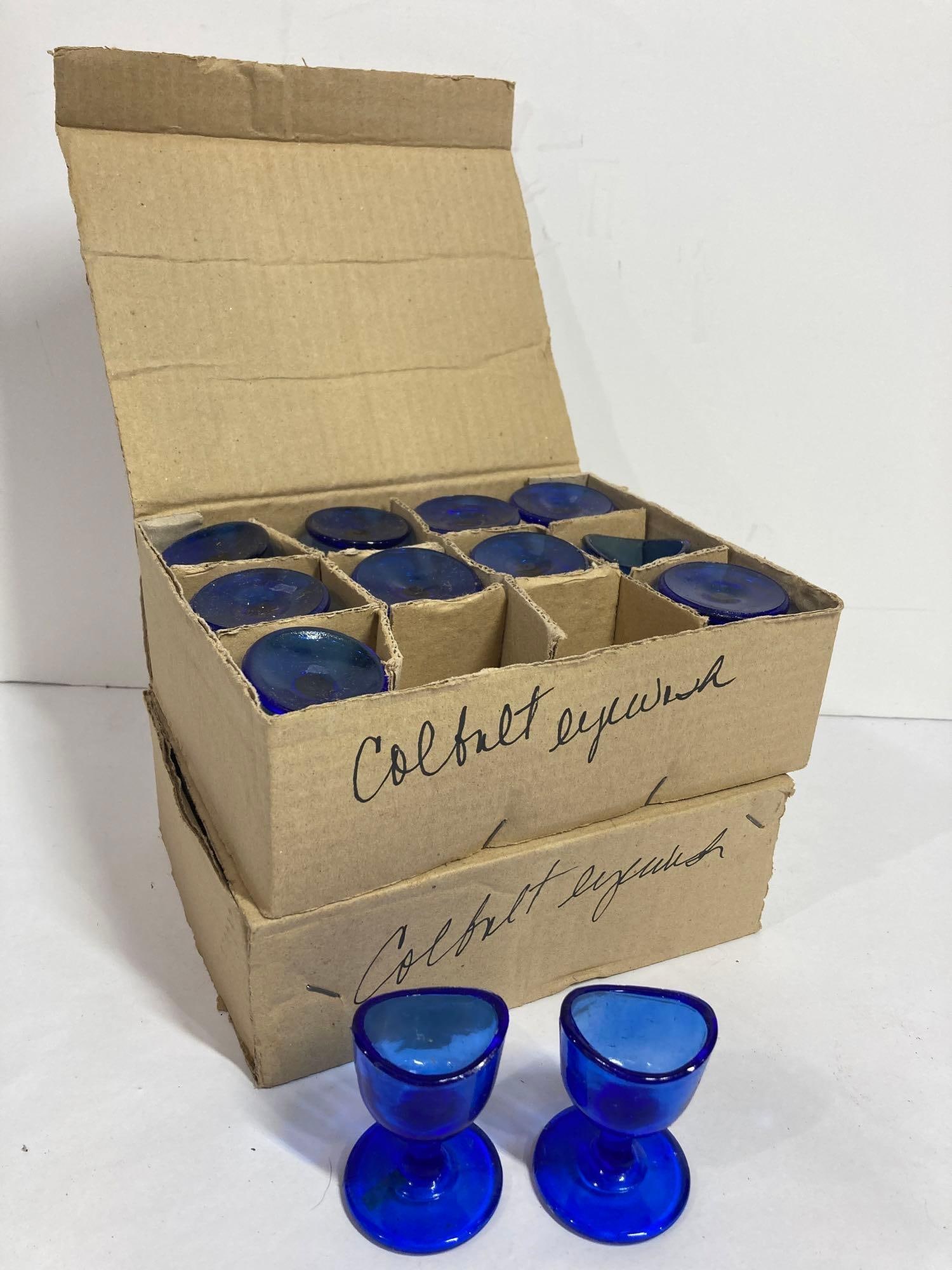 COBALT BLUE EYE CUPS: NOS, 24 CUPS