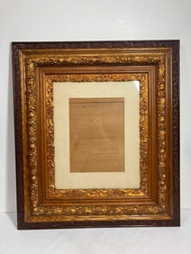 OAK DECORATED FRAME WITH GOLD GILDED DETAIL