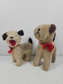 EARLY STRAW STUFFED DOGS