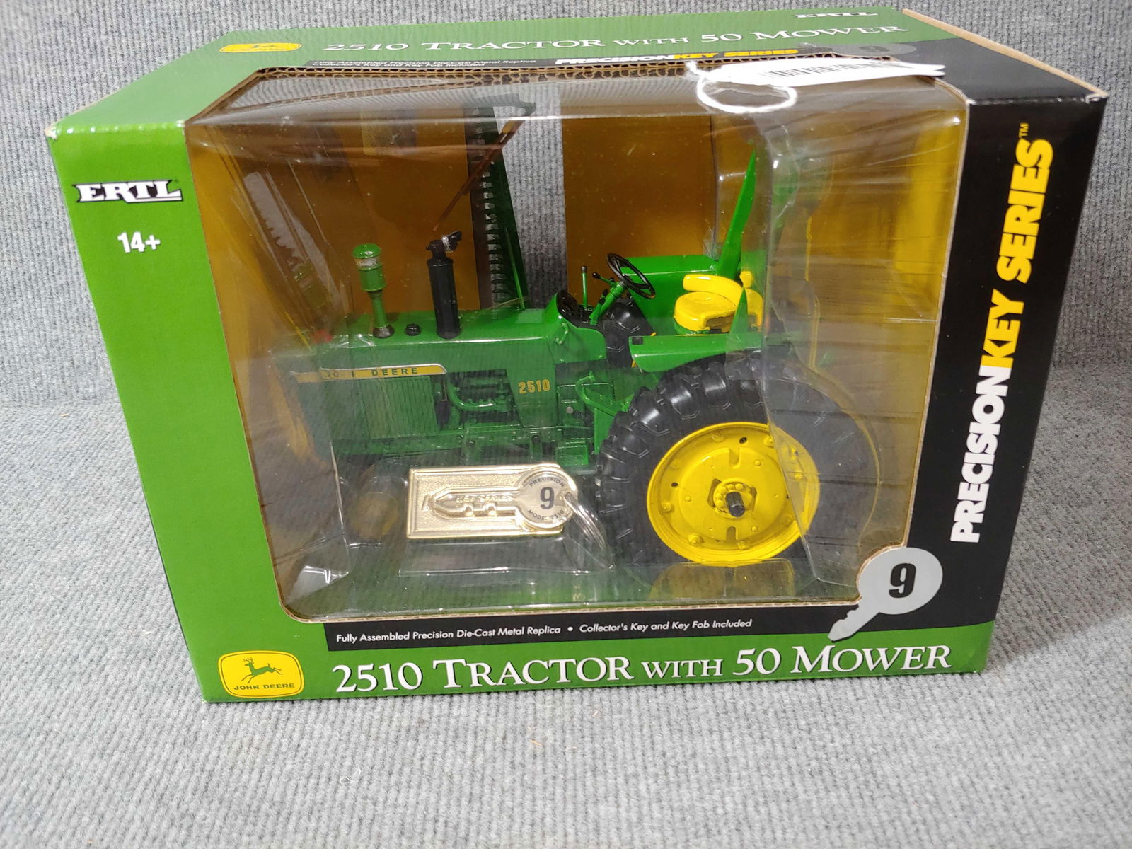 JOHN DEERE PRECISION KEY SERIES 2510 W MOWER: 1/16TH SCALE HIGHLY DETAILED W COLLECTORS KEY AND FOB