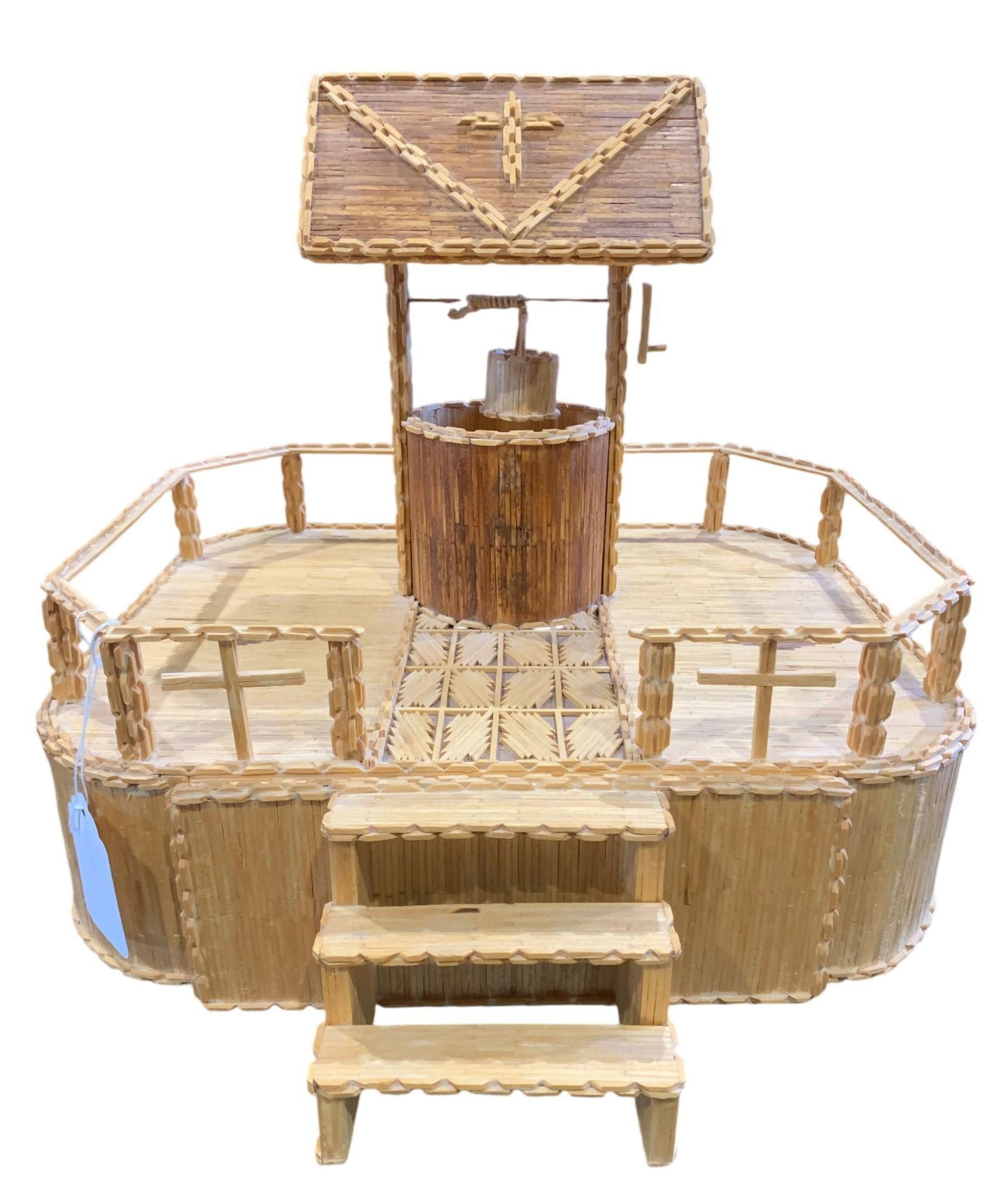 17" Prison Art Handmade Matchstick Wishing Well Drawered Jewelry Case (1 of 6)