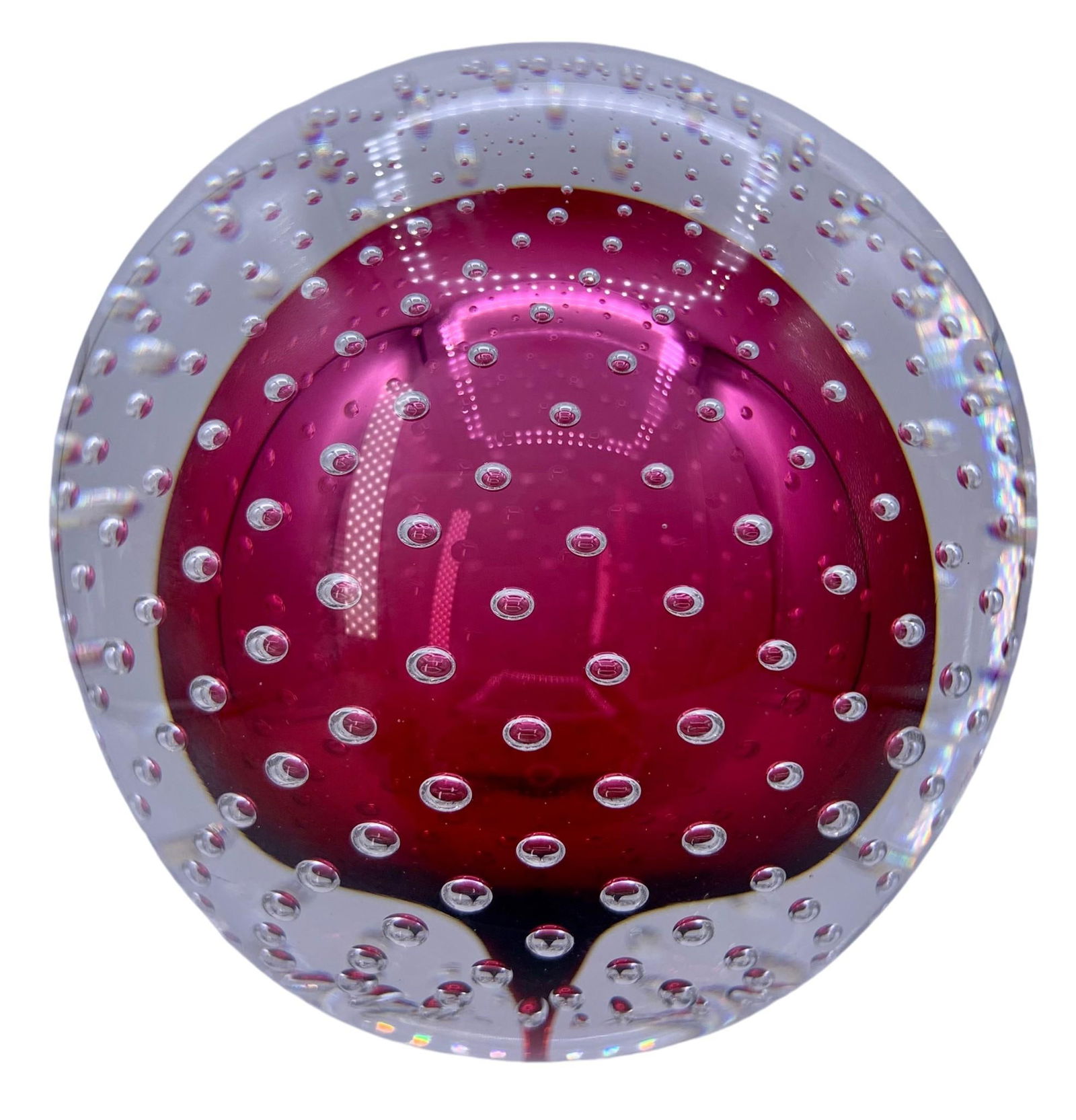 Mark Matthews Cased Suspended Bubble Art Glass Claret Sphere, Artisan Signed (1 of 8)