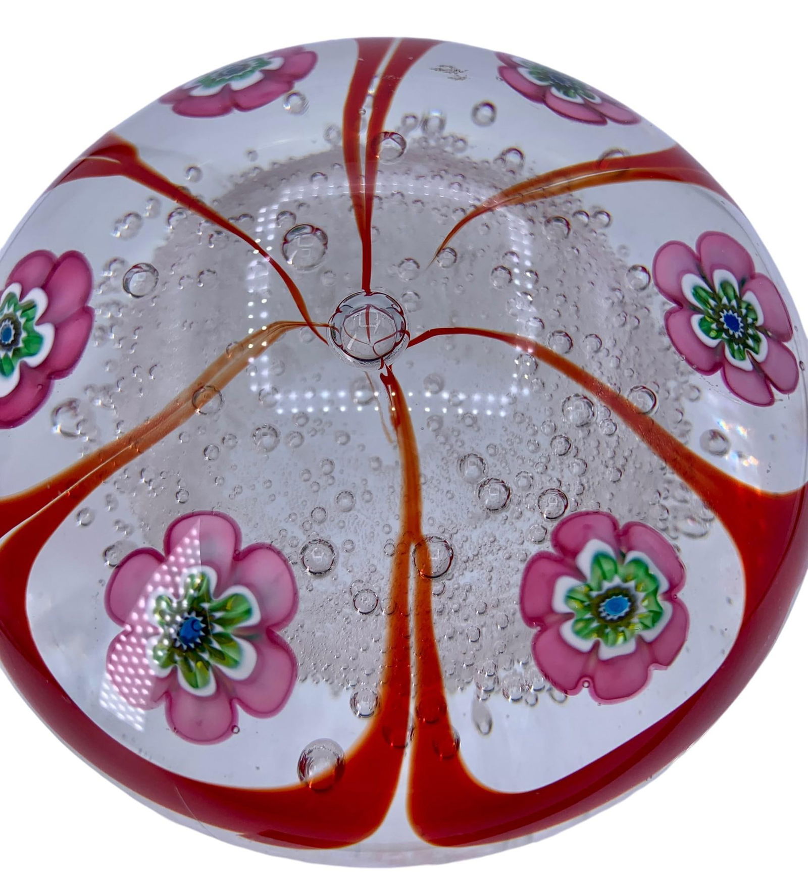 Mid Century Ferro & Lazzarini Millefiori Bubble Art Glass Murano Paperweight (1 of 8)