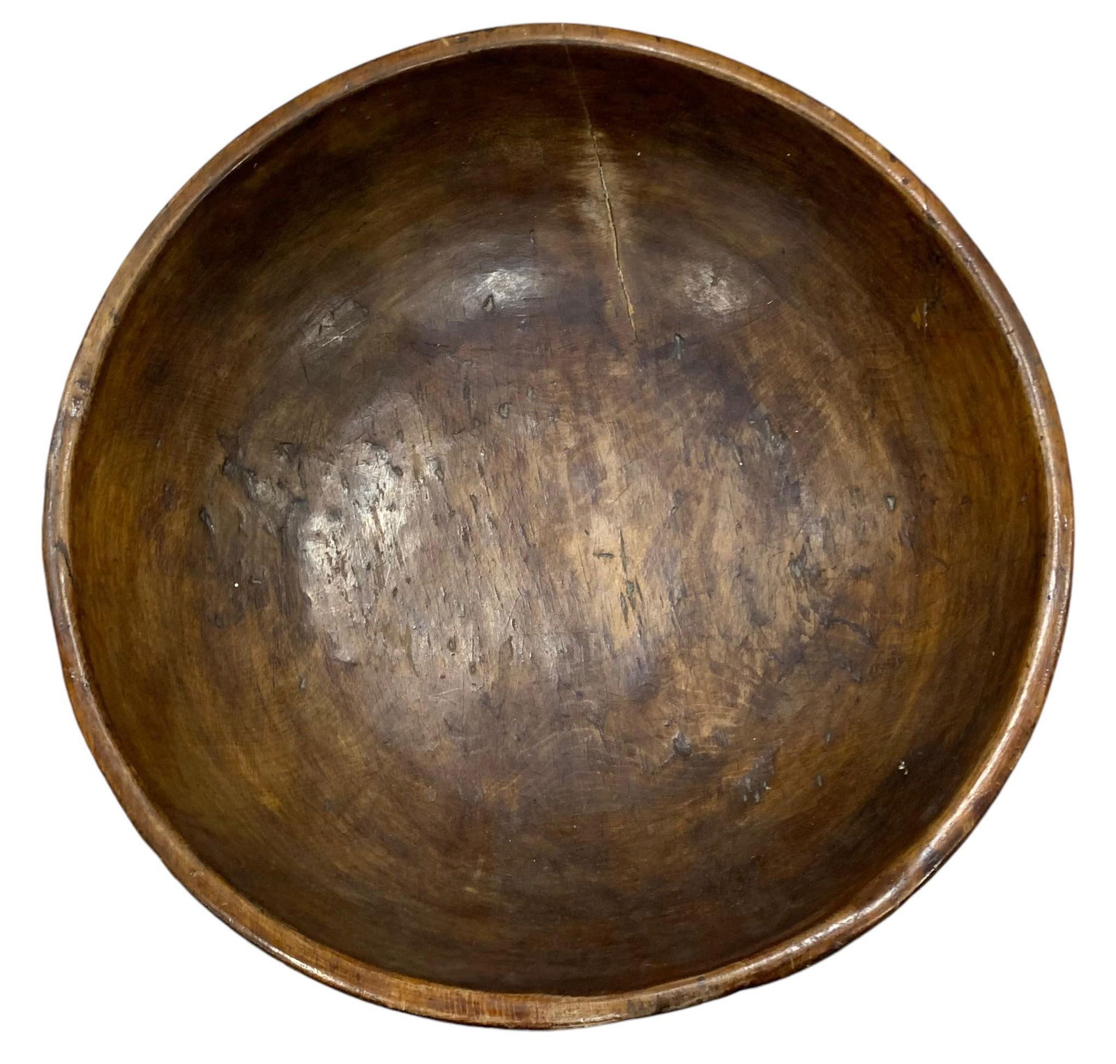 HUGE 23" Early Primitive Farmhouse Turned Wood Dough Bowl (1 of 8)