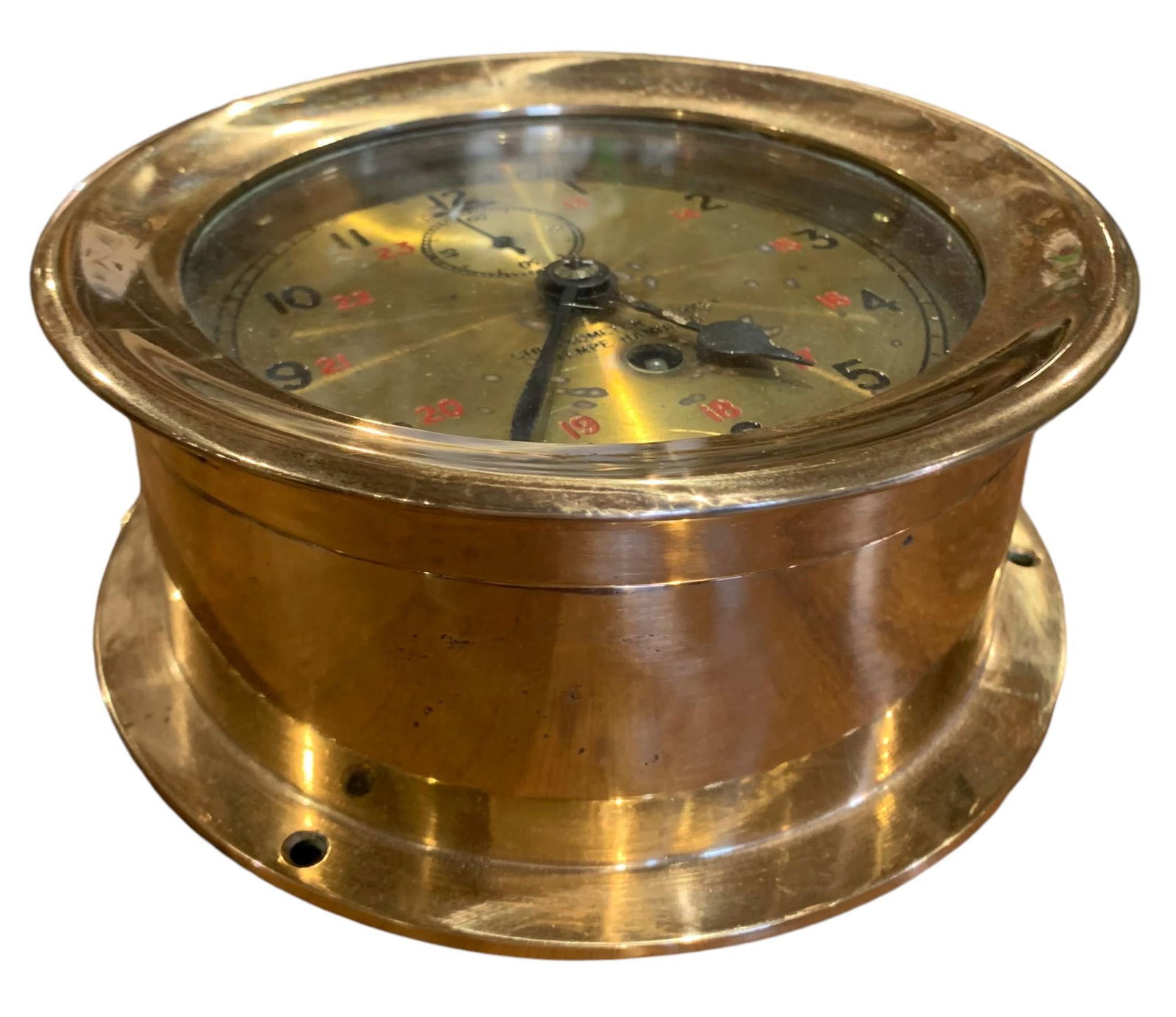 Early German Brass Chronometer Werke Key Wind Ship Clock with Key (1 of 7)