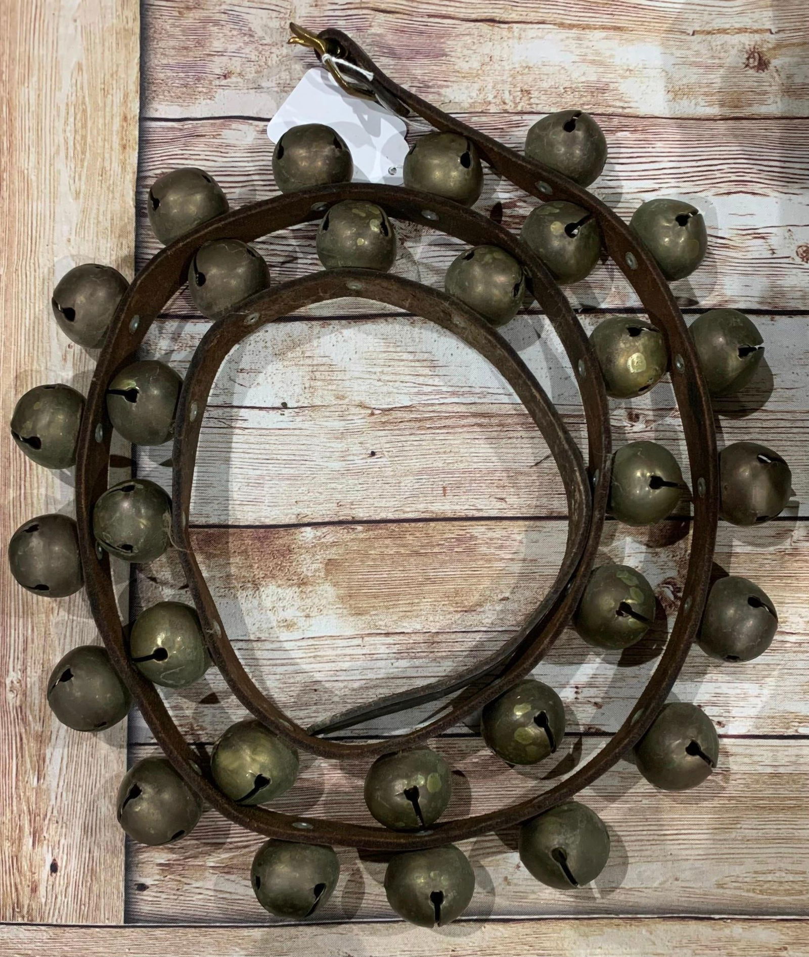 Old 30 Bell Strand Leather Strap Sleigh Bells (1 of 5)