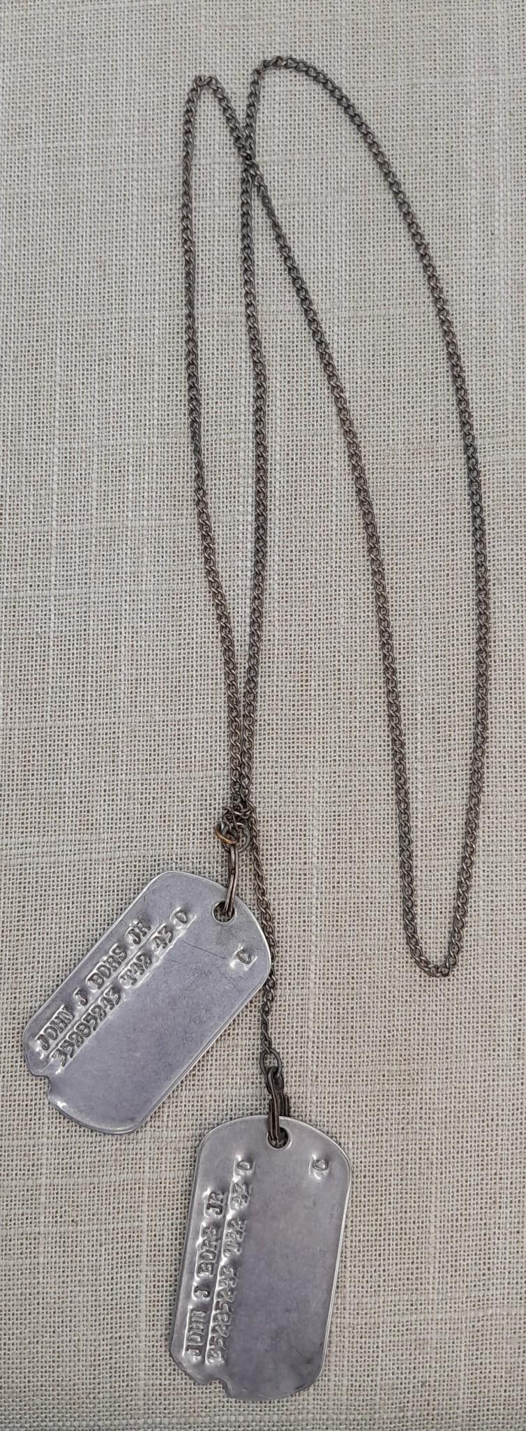 WWII Normandy Invasion Tank Commander 5th Armored Division Soldier John Bors Jr. Military Dog Tags (1 of 4)