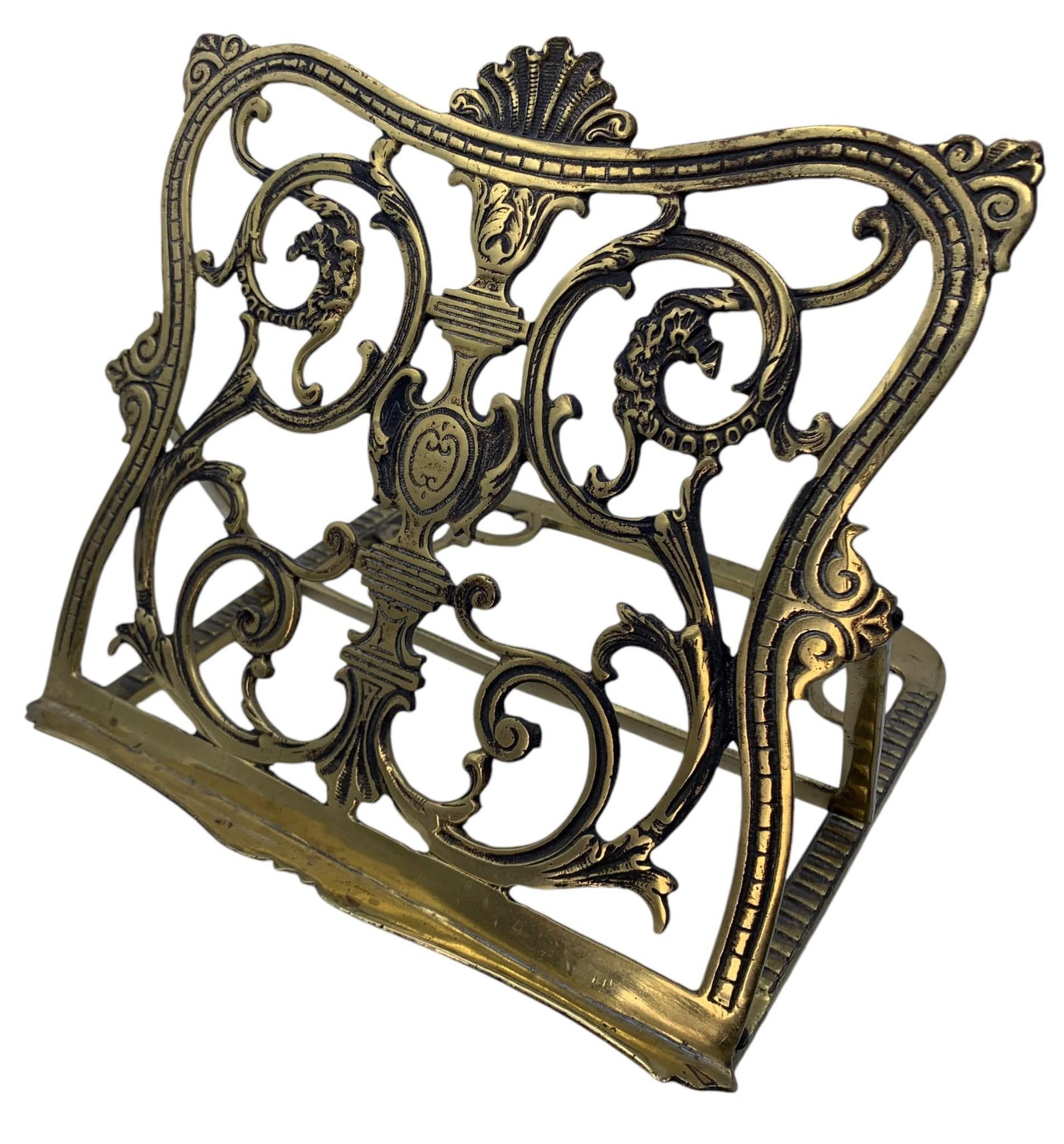 English Brass Openwork Book Stand, Fancy Vintage Ornate Lectern (1 of 8)