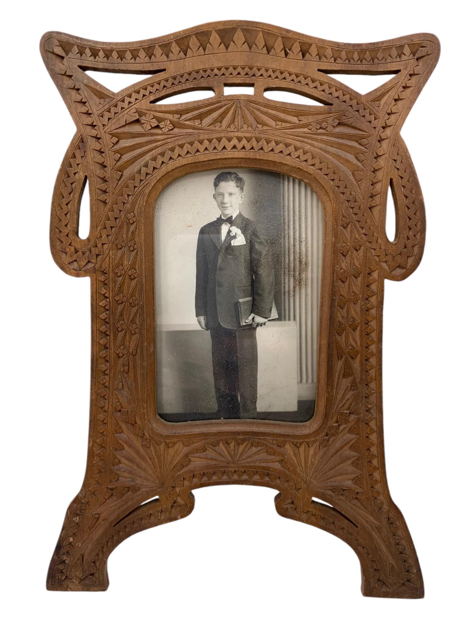 Exceptional Antique Carved Openwork Stand Up Easel Style Photograph Frame (1 of 5)