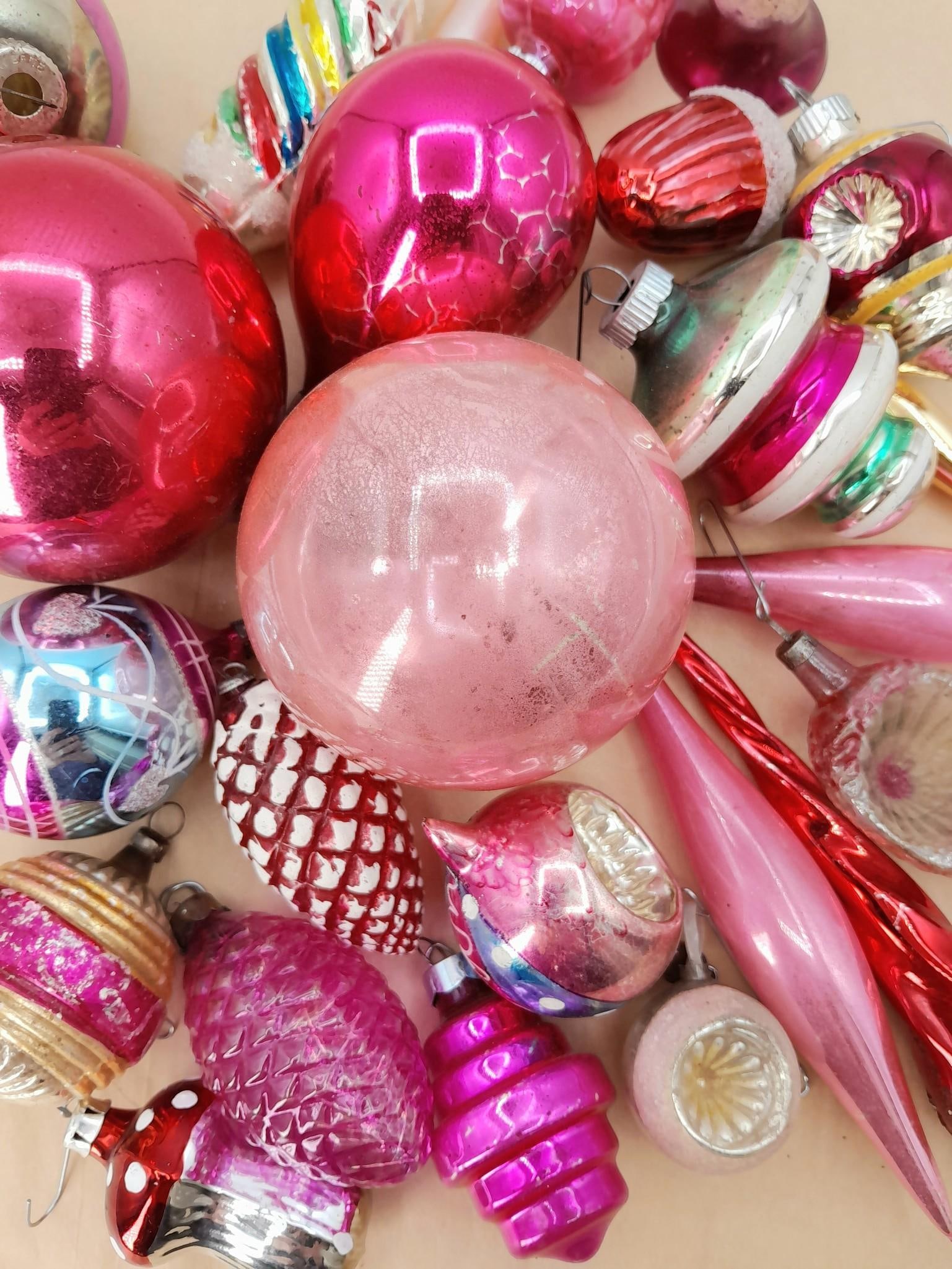 24 Antique to Vintage Mercury Glass Christmas Tree Ornaments (1 of 5)