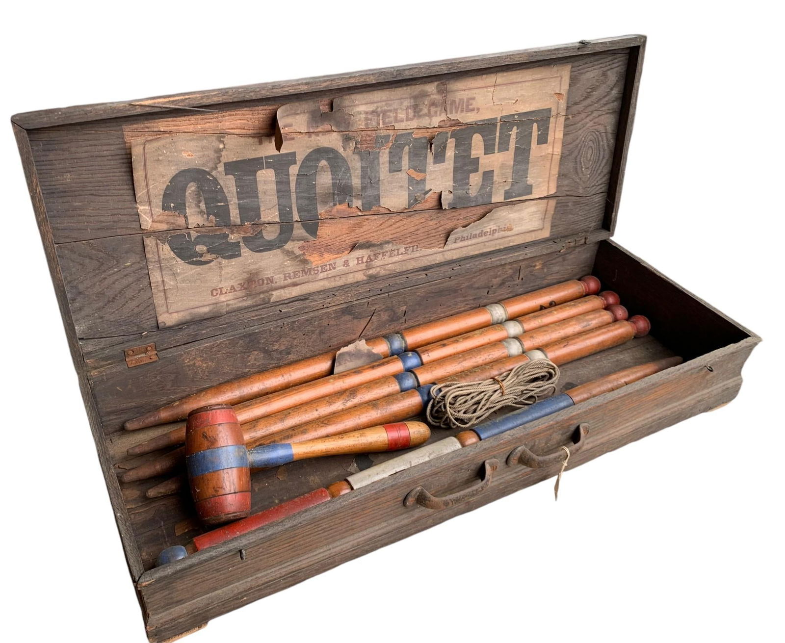 c1875 QUOITET Victorian era Sporting Ring Yard Game & 37" Marx Bros. Click Pool Jr. Game Board (1 of 13)