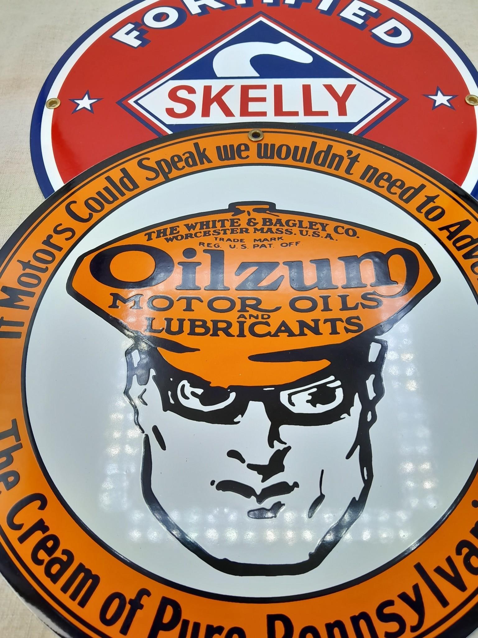 2 Porcelain Petroliana Mancave, Service Station, Advertising Signs (1 of 5)