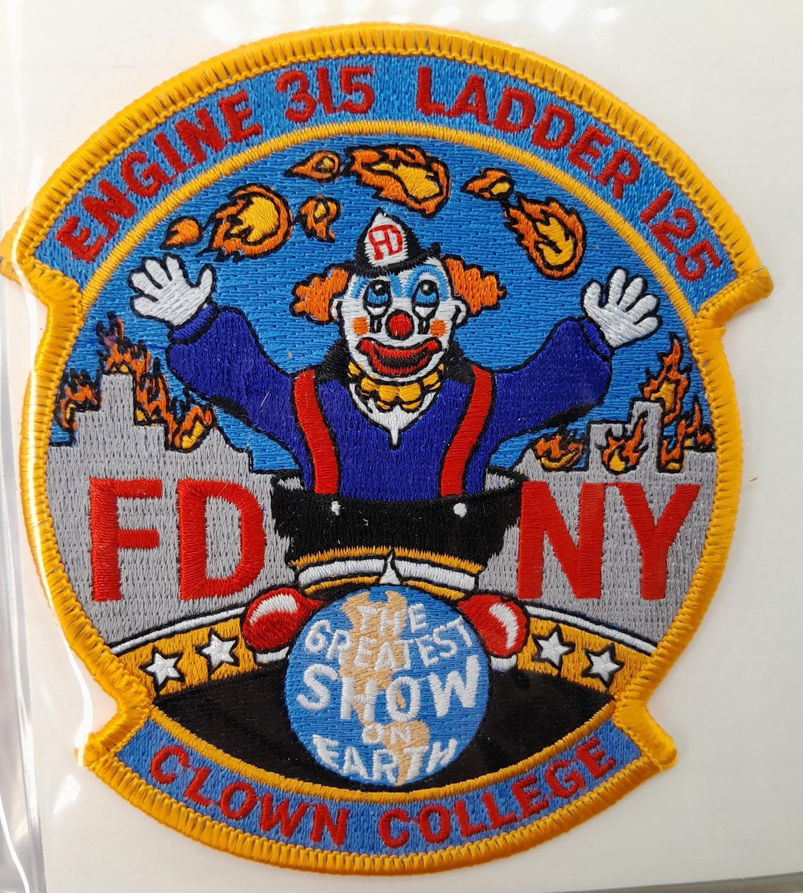 27 New York Fireman Fire Department Patches: Large 5" to 3" sizes, super clean with dept info next to each patch.