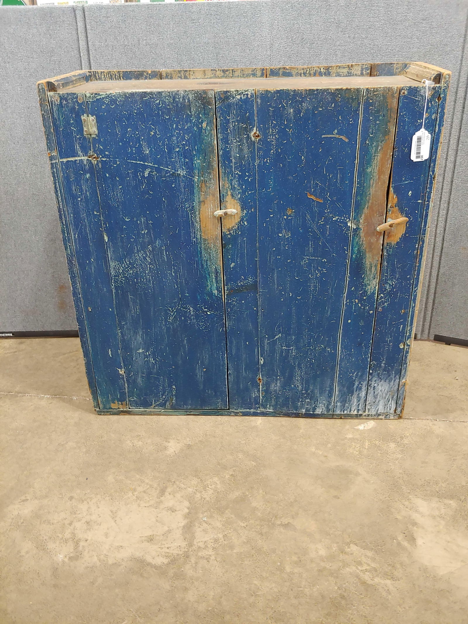 Nice primitive blue painted cabinet (1 of 7)
