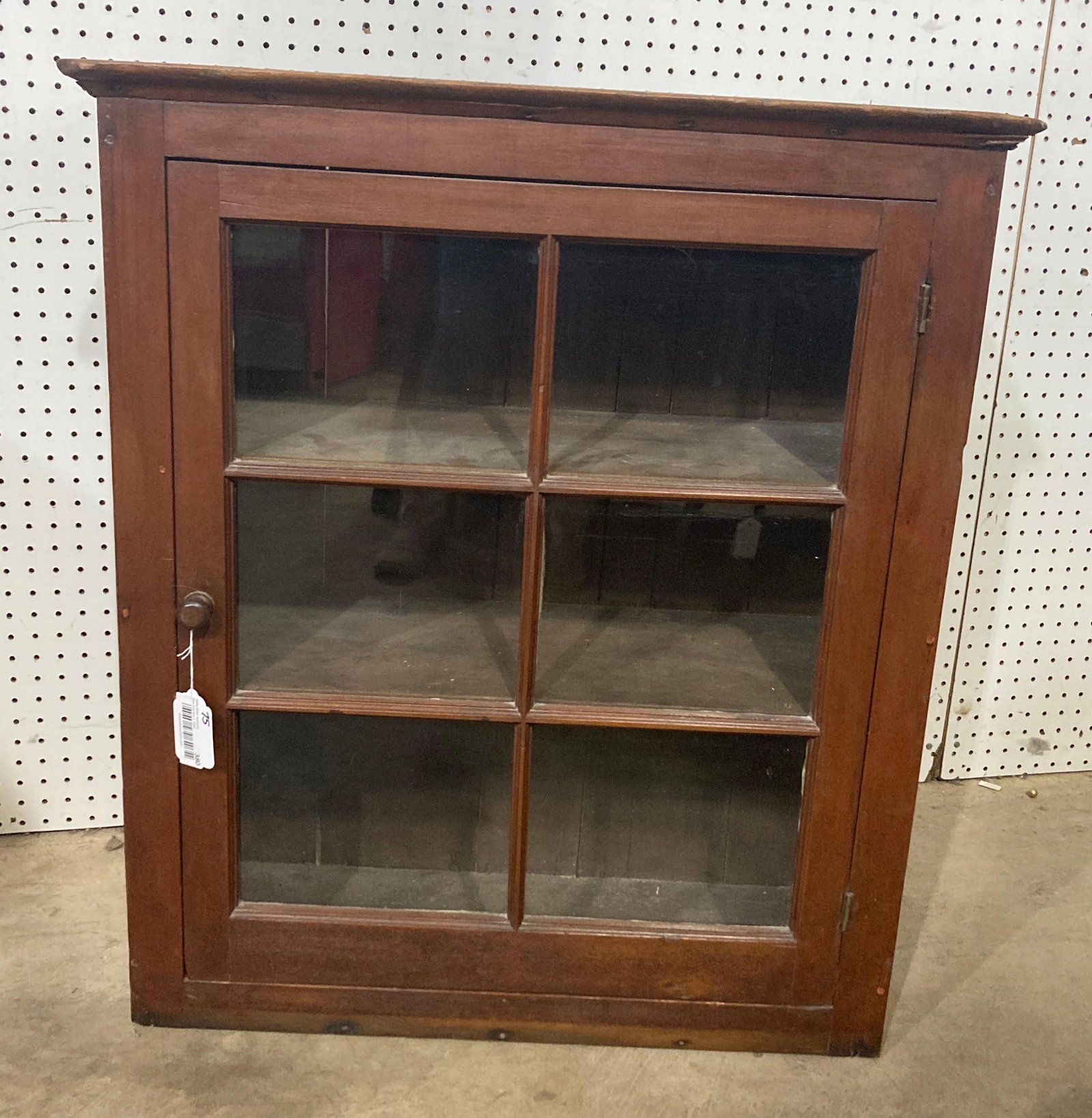 Early square nailed 6 pane hanging cabinet (1 of 8)