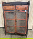 Early primitive American 12 panel punched tin pie safe