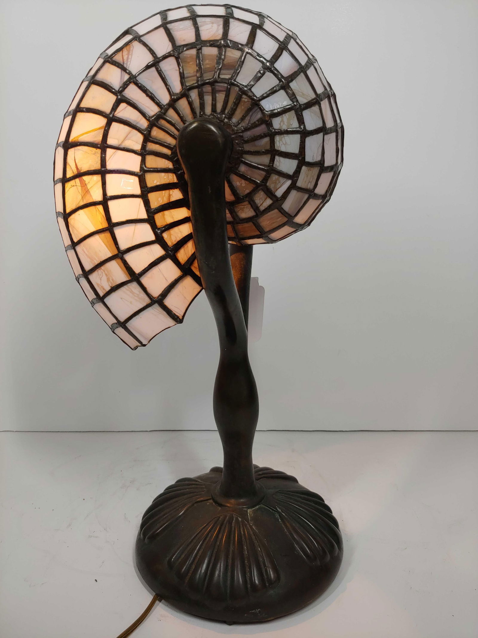 Incredible "Nautilus" Bronze Leaded Glass (After Tiffany) lamp (1 of 4)