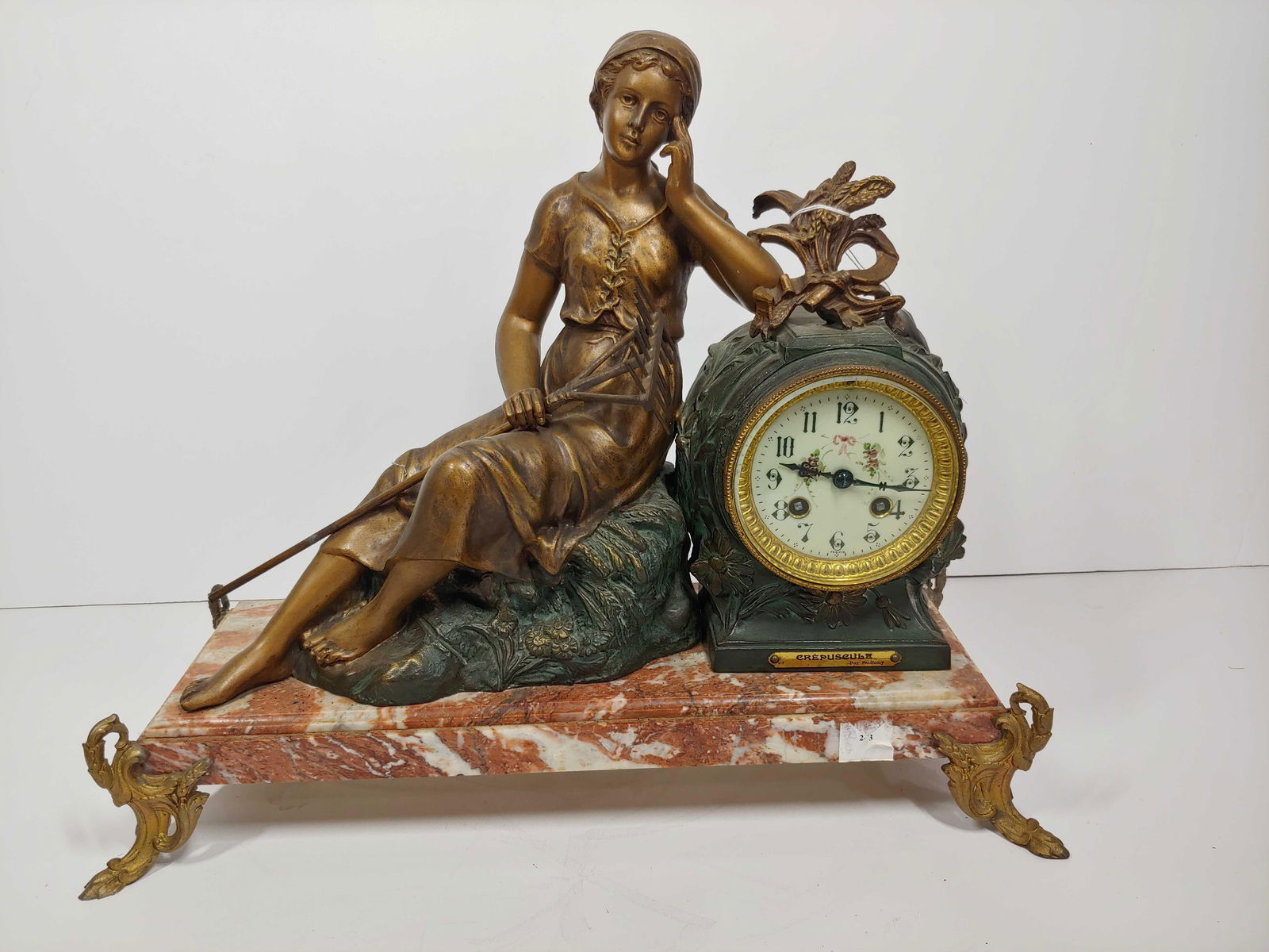 Antique French Crepuscule Par Ruffony figural clock (1 of 8)