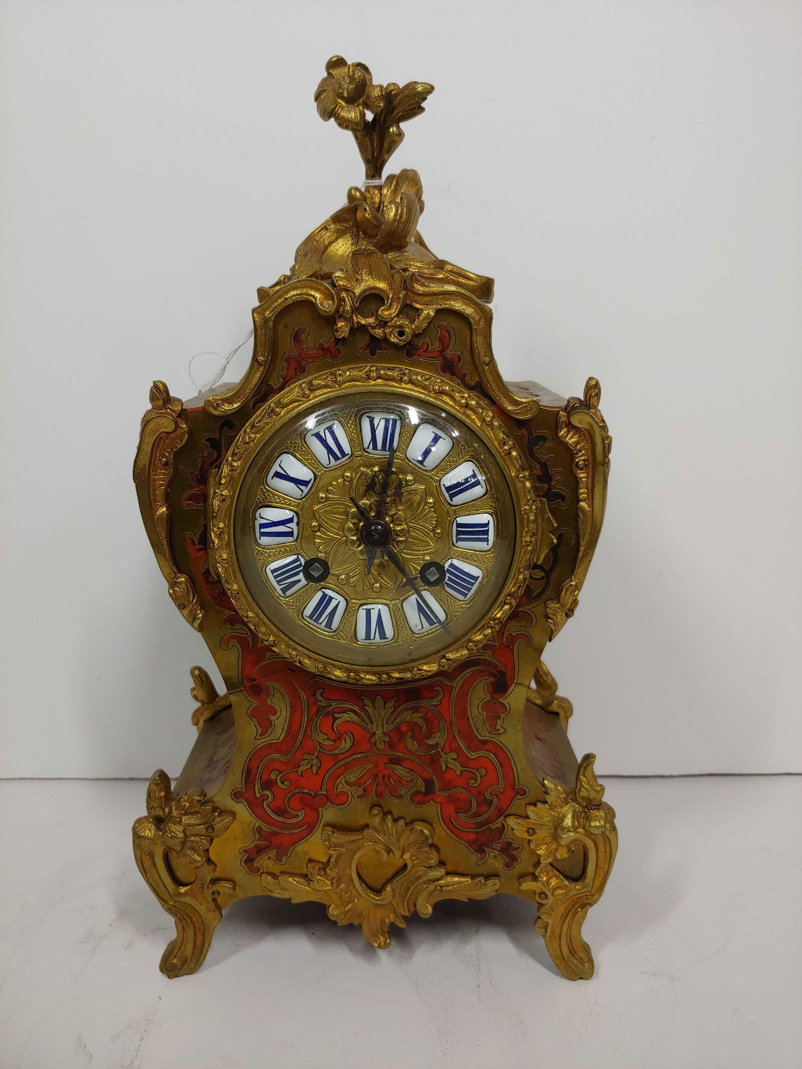 Antique French brass adorned mantle clock (1 of 6)