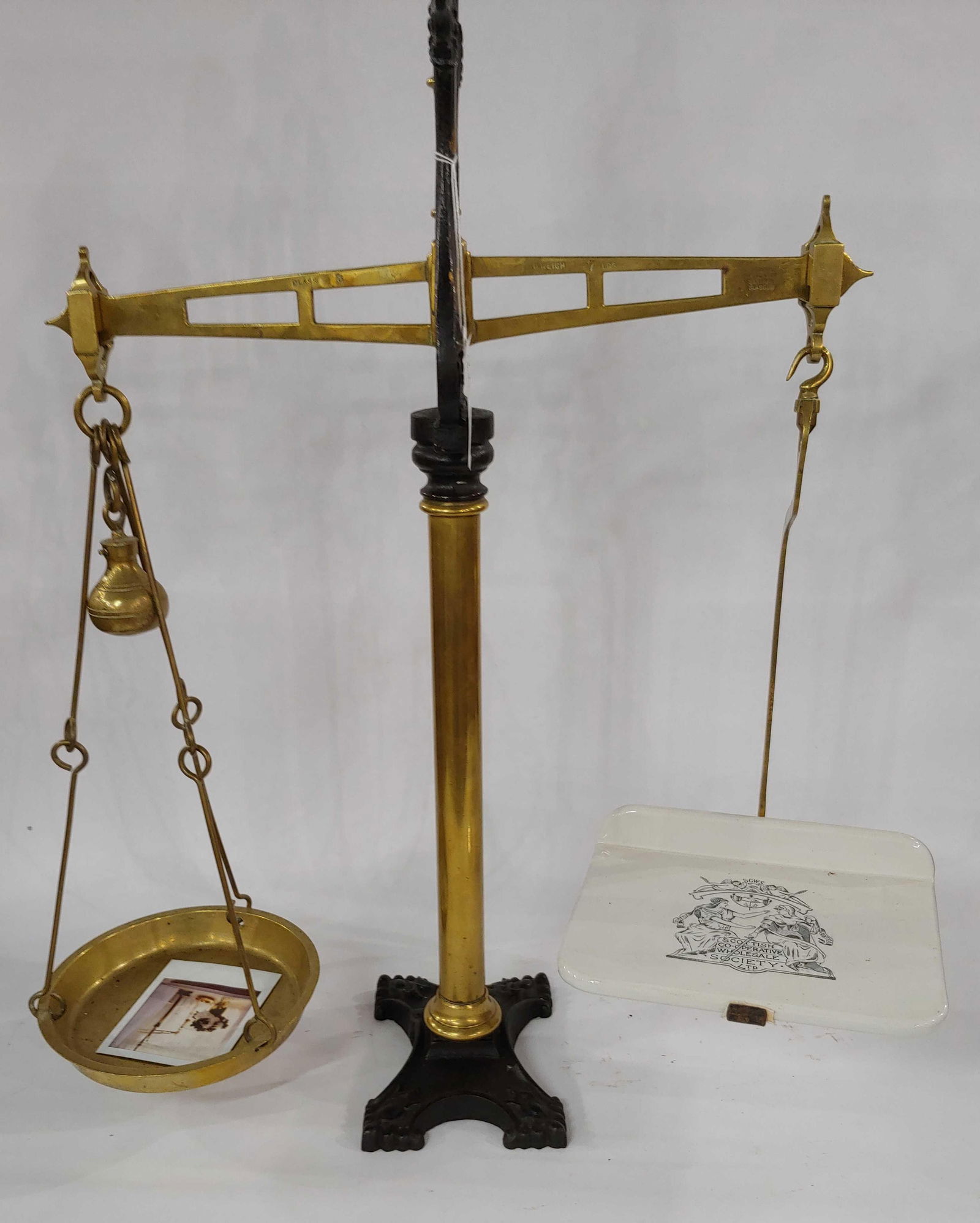Large 19th century Victorian brass & cast iron beam scale (1 of 9)
