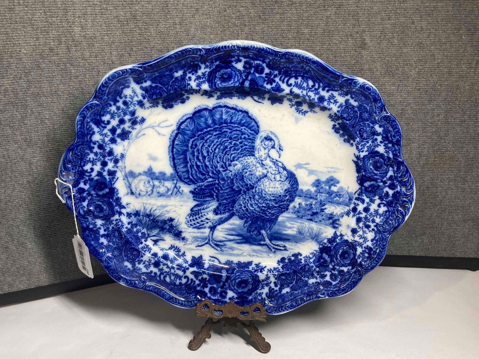 Ridgeway Staffordshire Flow Blue Turkey Platter (1 of 7)