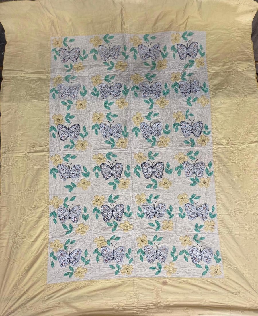 Butterfly applique Hand stitched quilt (1 of 5)