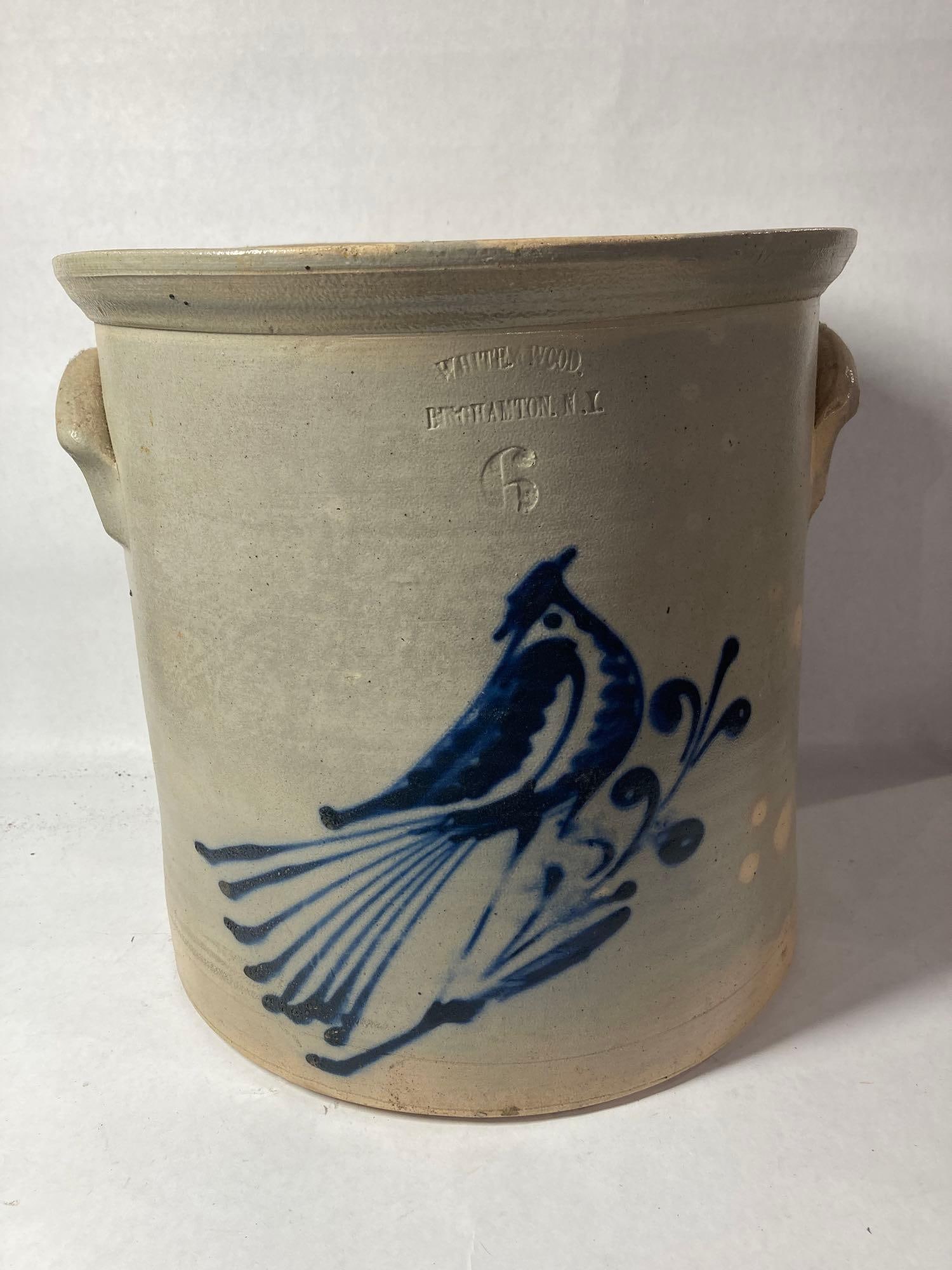 White & Wood 6-gal bird stoneware jar (1 of 7)