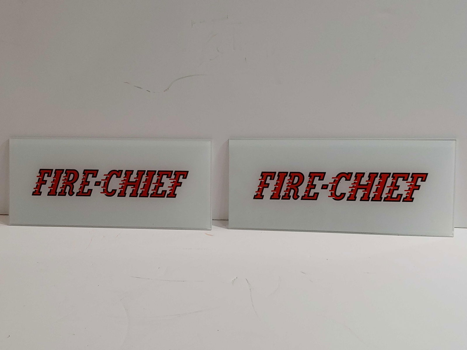 2- Texaco Fire Chief reverse painted glass ad panels (1 of 4)