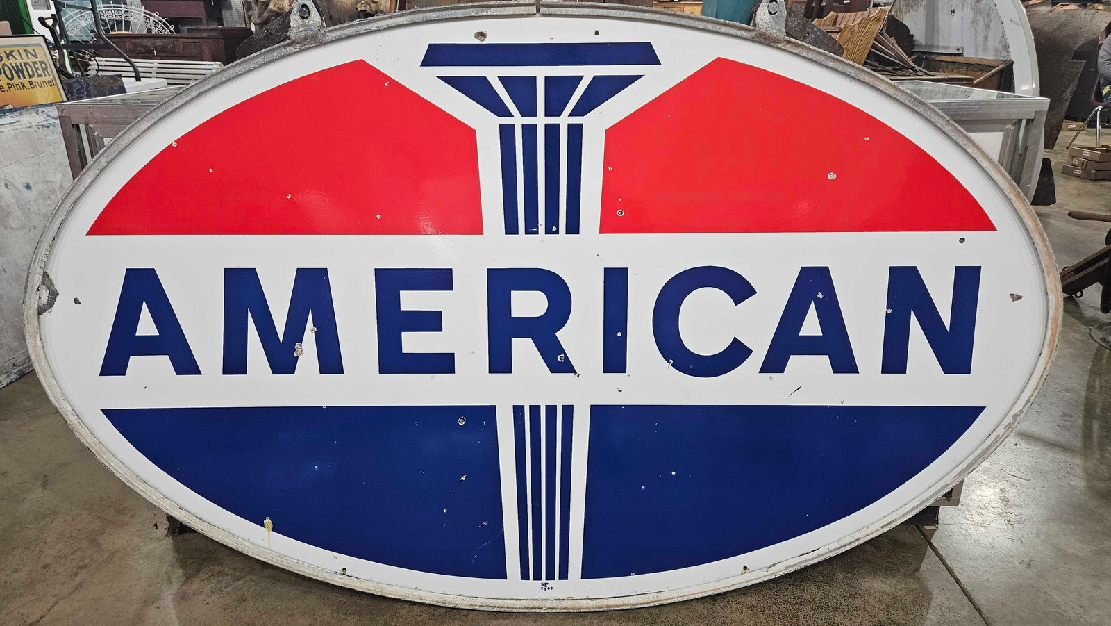 DSP American Gasoline Dealer sign in orig ring (1 of 12)