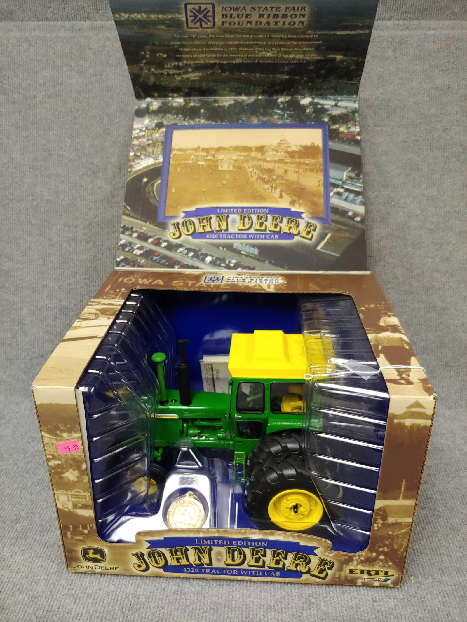 LIMITED EDITION IOWA STATE FAIR BLUE RIBBON JOHN DEERE 4320 TRACTOR W CAB: ERTL, 1/16TH SCALE