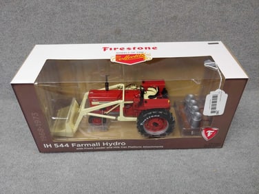 SPEC CAST FIRESTONE WHEELS OF TIME IH 544 FARMALL HYDRO W/ FRONT LOADER AND MILK CAN PLATFORM ATT.
