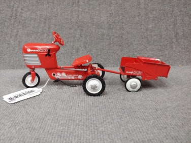 STEELCRAFT KIDDIE CAR 1955 MURRAY TRAC TURBO DRIVE PEDAL TRACTOR AND DUMP TRAC TRAILER