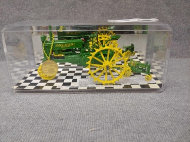 ERTL JOHN DEERE MODEL A NF HD PRECISION CLASSIC STEEL WHEEL TRACTOR IN DISPLAY W/ MINIATURE MODEL