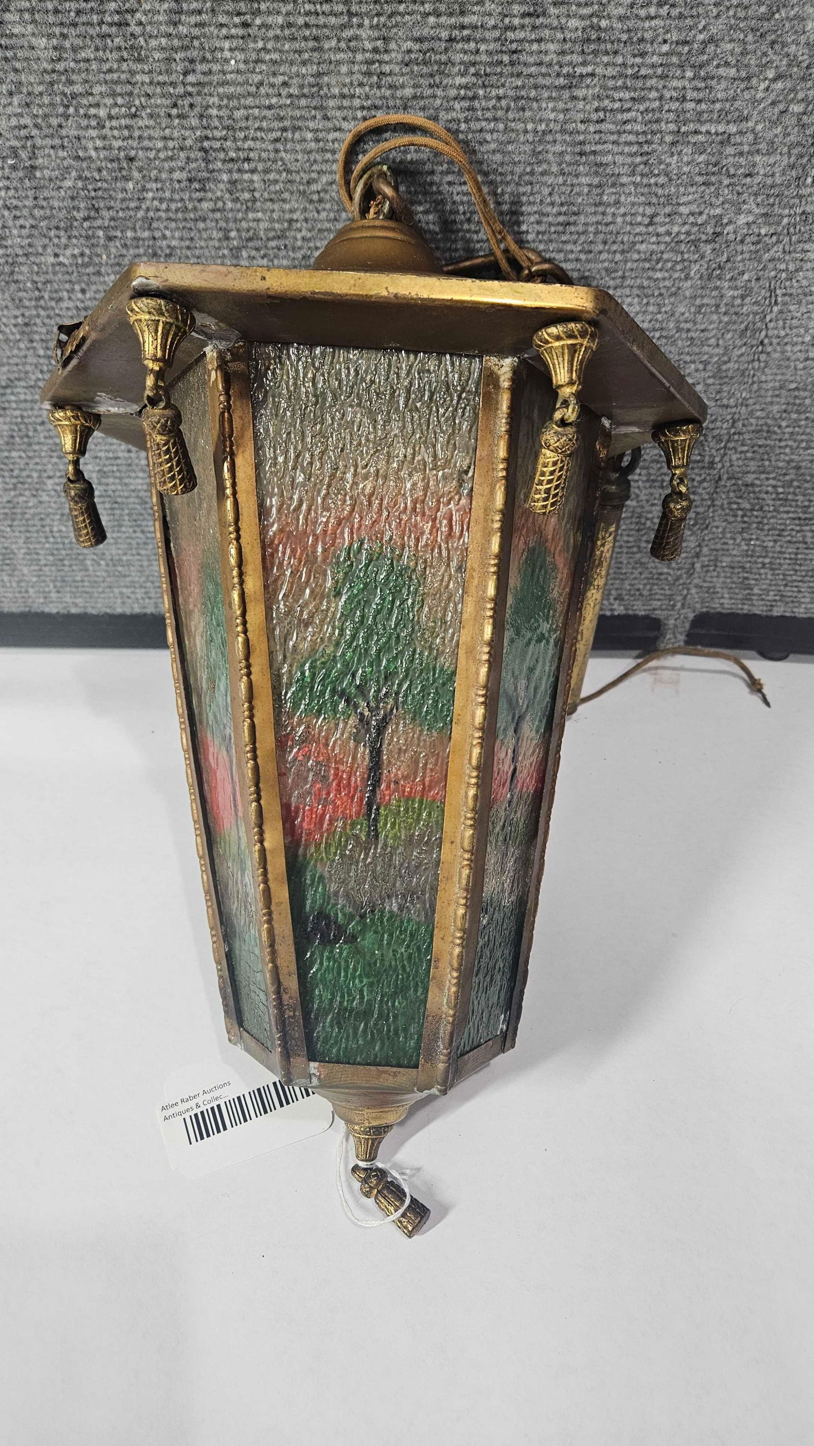 REVERSE PAINTED GLASS ART DECO LAMP SHADE (1 of 6)