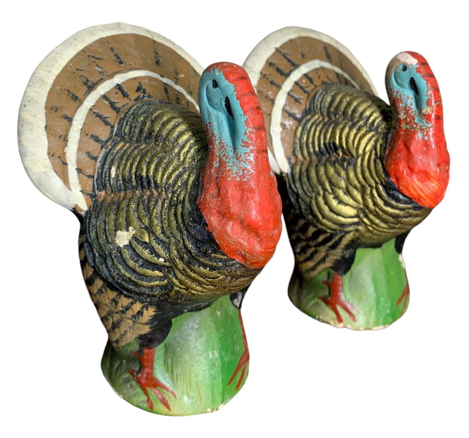 Pair of Unusual Vintage Plaster Turkey Candy Containers (1 of 4)