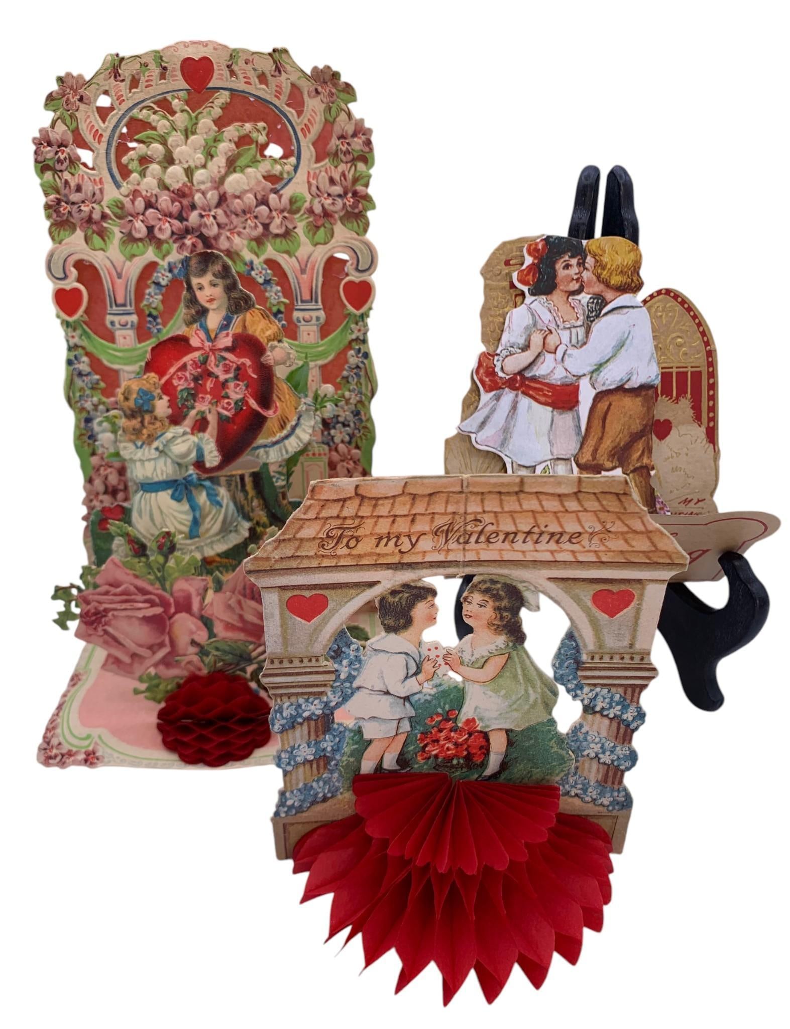 3 pc Stand Up Die Cut Early Honeycomb Detail Valentines (1 of 6)