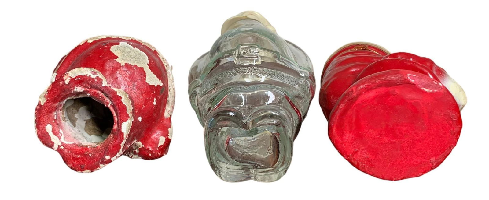 Trio Early Papier Mache & Glass Santa Claus Candy Containers (1 of 2)