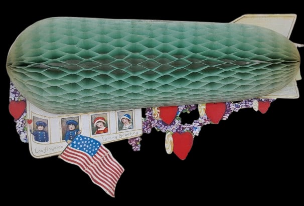 Large Antique Honeycomb Dirigible Die Cut Blimp Valentine (1 of 9)