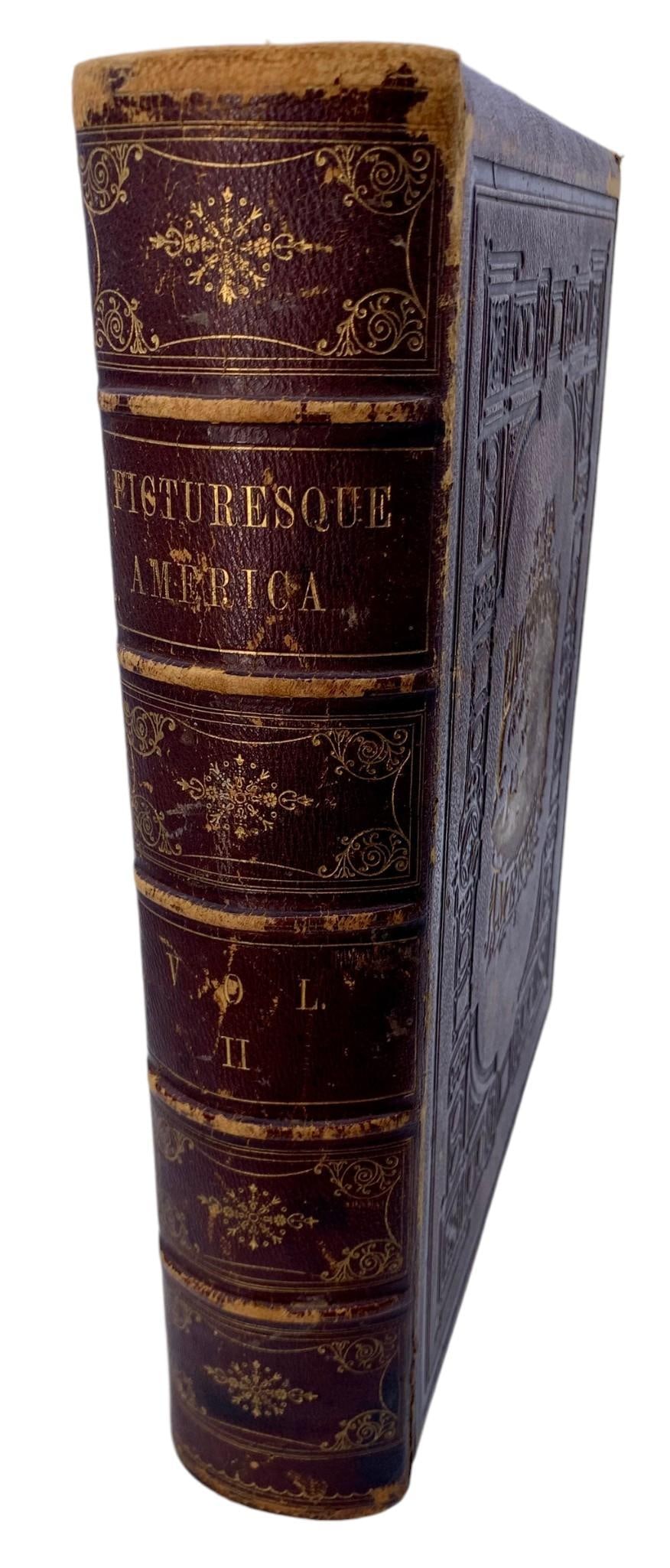 c1874 Picturesque America Large Leatherbound Antique Book, Volume 2 (1 of 18)