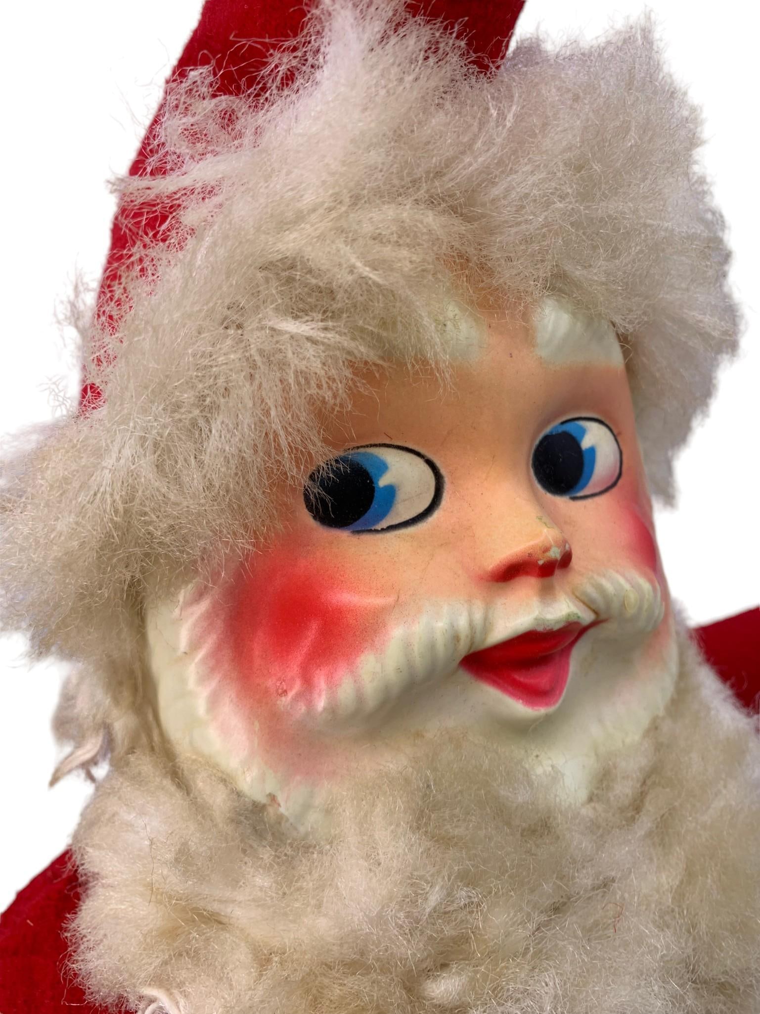 Large 1950s Plush Body Plastic Face Santa Claus Stuffed Doll Toy (1 of 7)