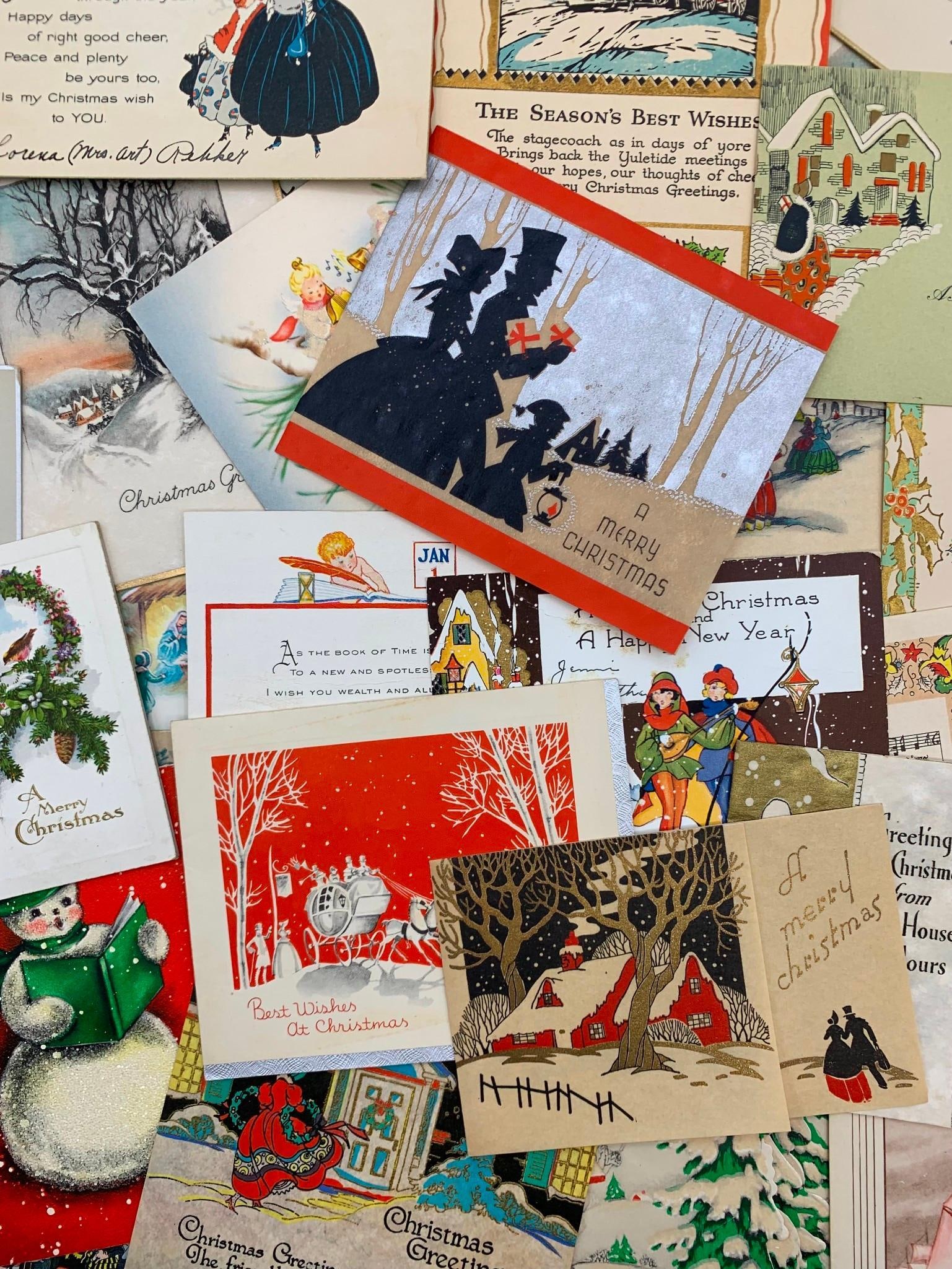 100 pc Vintage 1930s to 1970s Christmas Holiday Cards, Postcards, Ephemera (1 of 10)