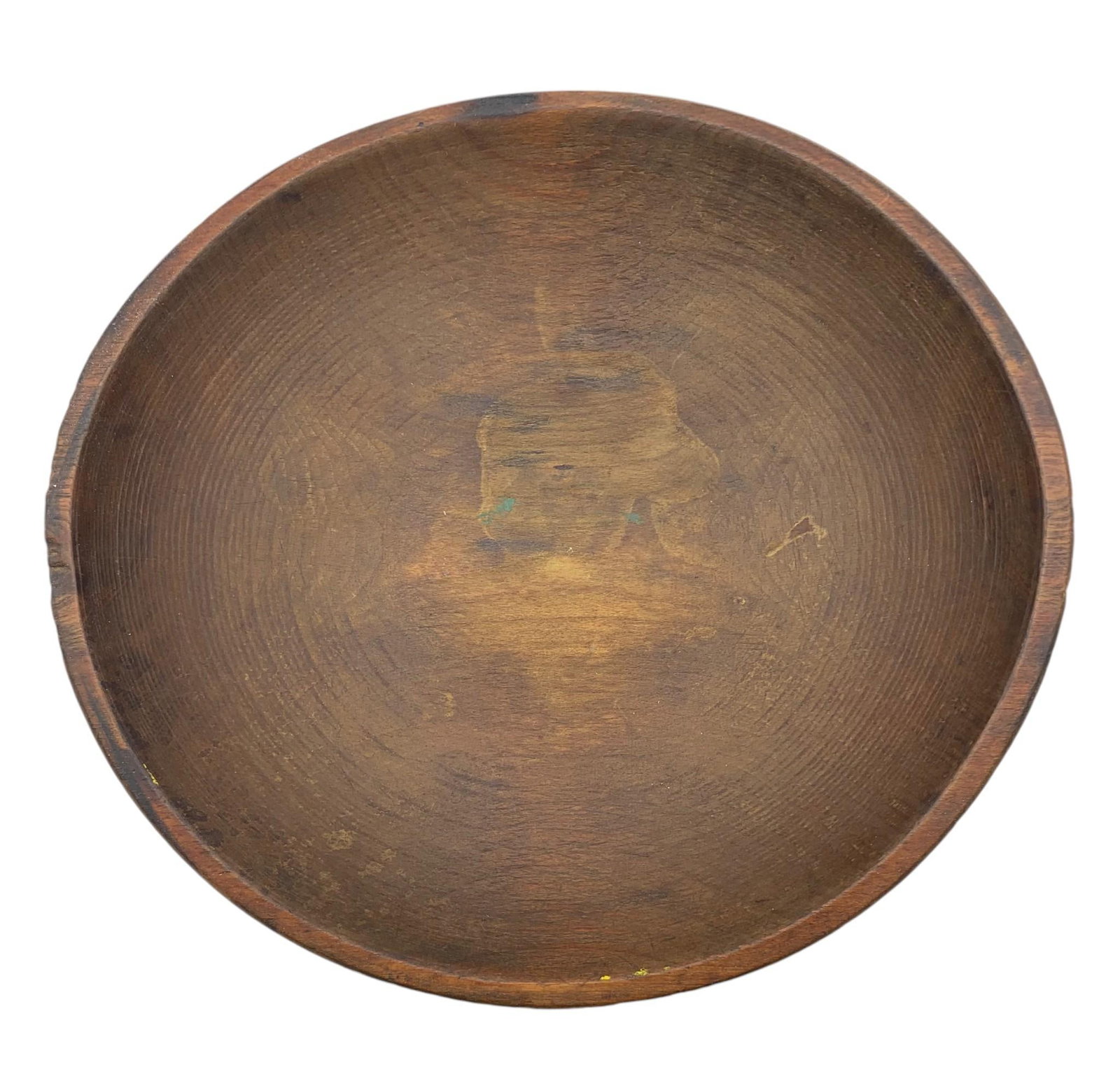Antique Primitive Turned Wood Asymmetrical Farmhouse Bowl: 13" x 12 1/2", old burn marks here and there, fantastic organic form with a authentic age worn patina.