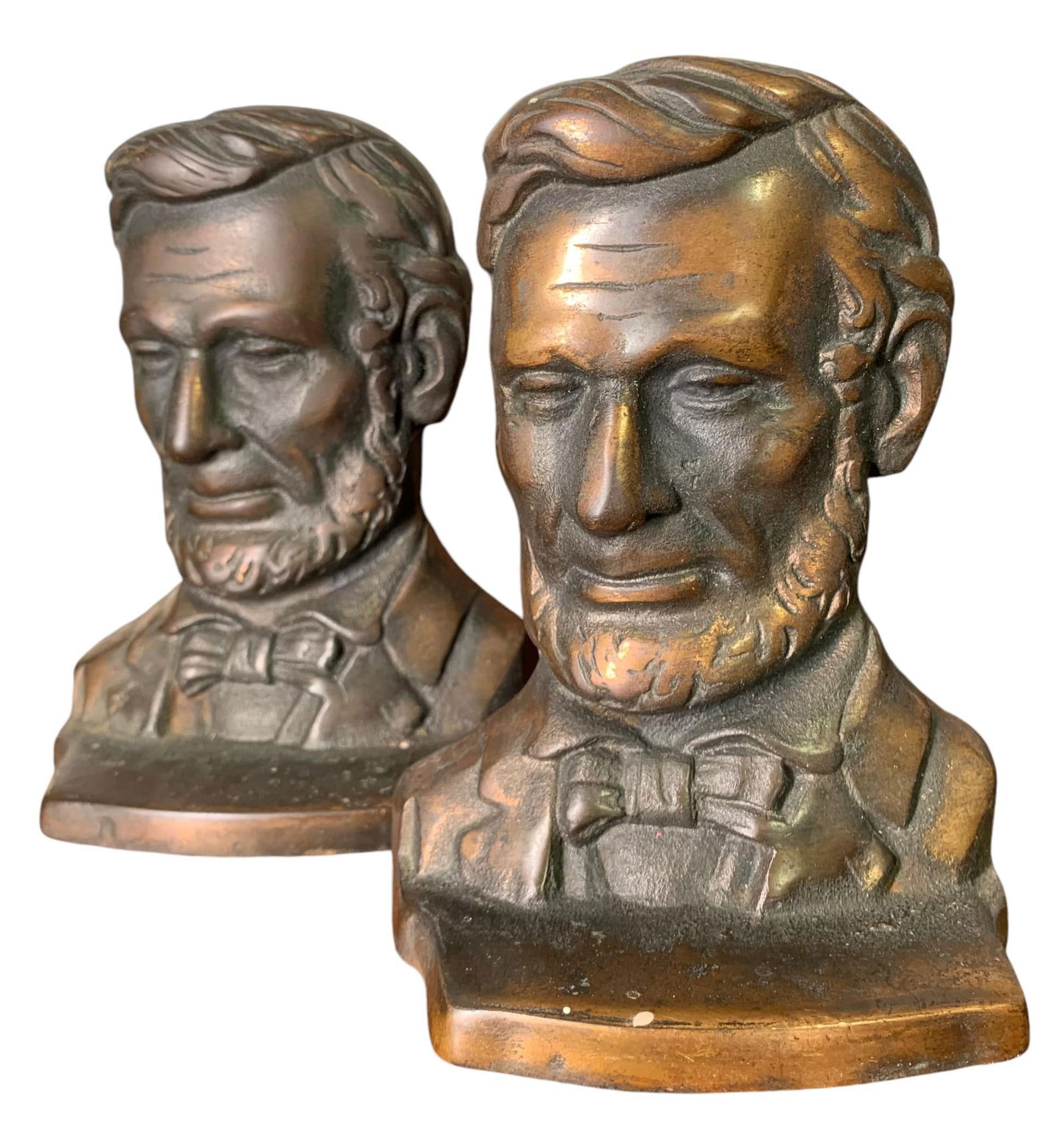Early Coppered Cast Iron Abraham Lincoln Bookends, Door Stop (1 of 6)