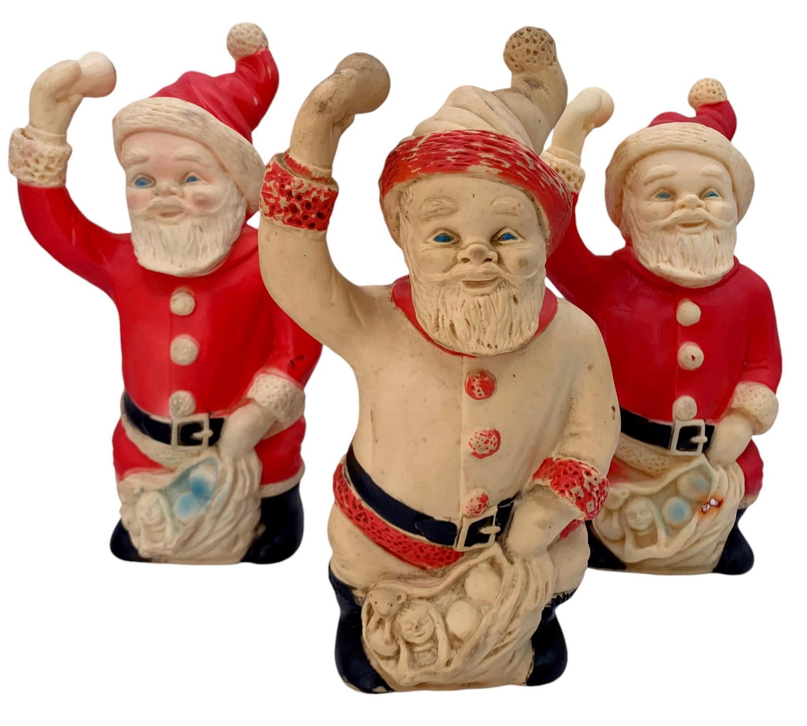 Trio 1950s TOYTIME Ashland Rubber Co. Santa Squeak Toys (1 of 6)