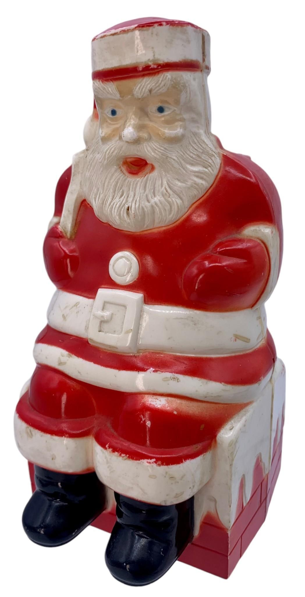 1950s Hard Plastic Santa Claus on Chimney Coin Bank (1 of 7)