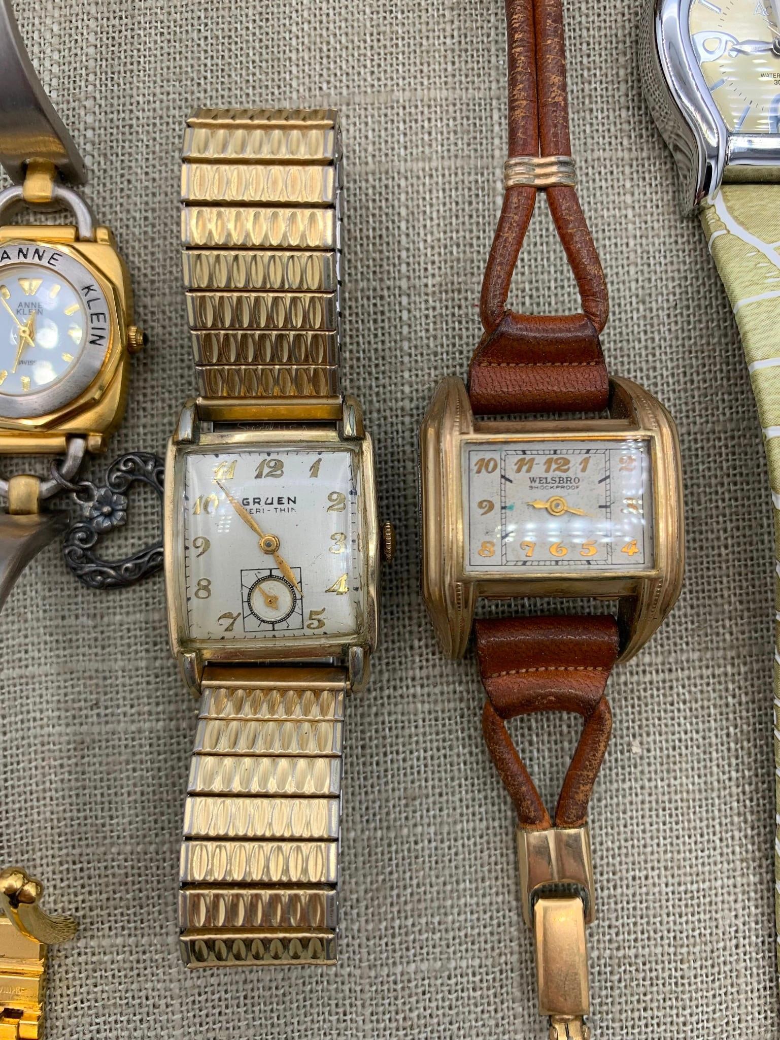 15 Vintage Men's & Ladie's Wristwatches: Gruen Veri-Thin, Rensie, Waltham, Jules Jurgensen, Welsbro (1 of 10)