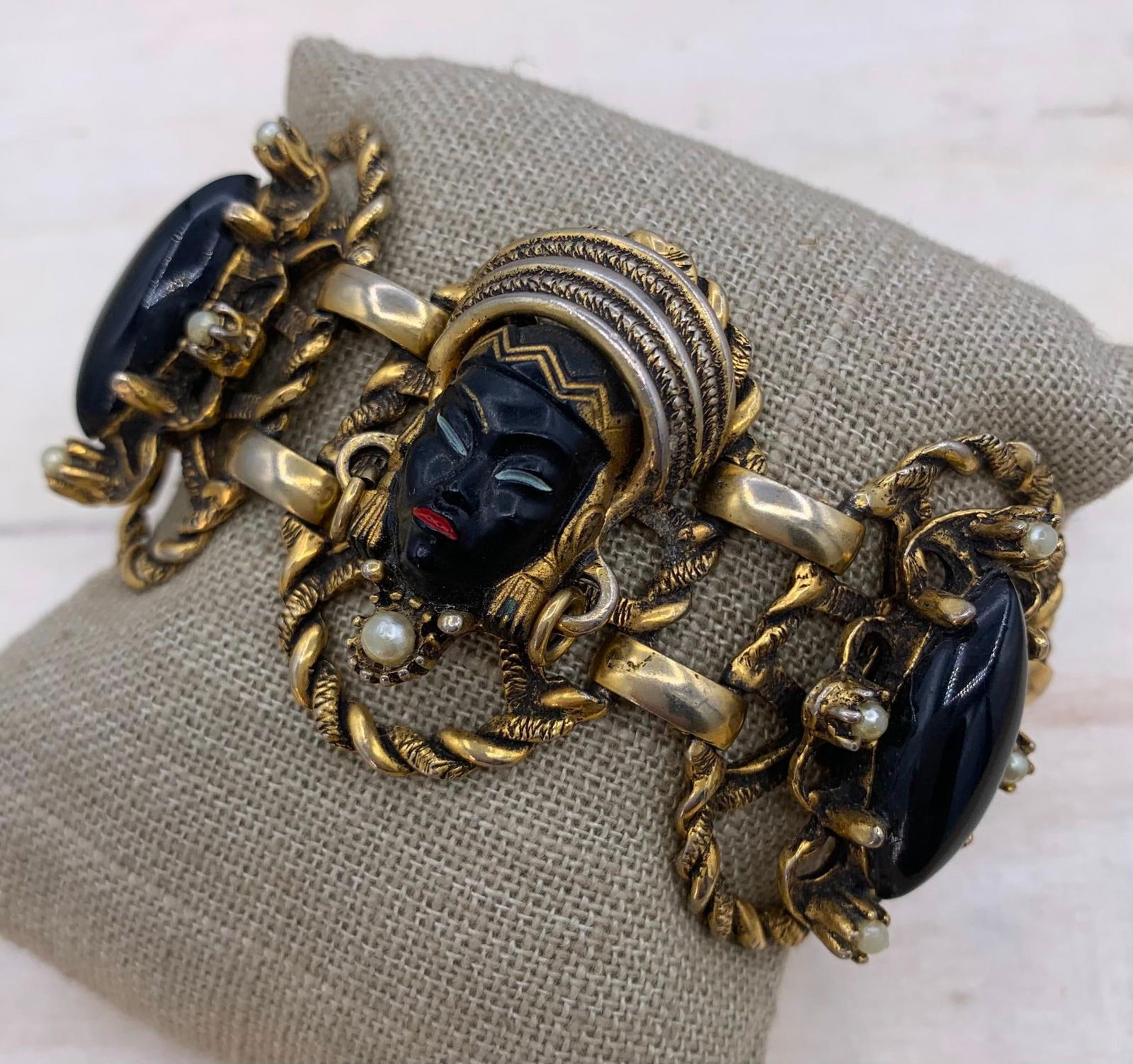 Dramatic 1950s Selro Selini Blackamoor Siamese Costume Bracelet (1 of 7)