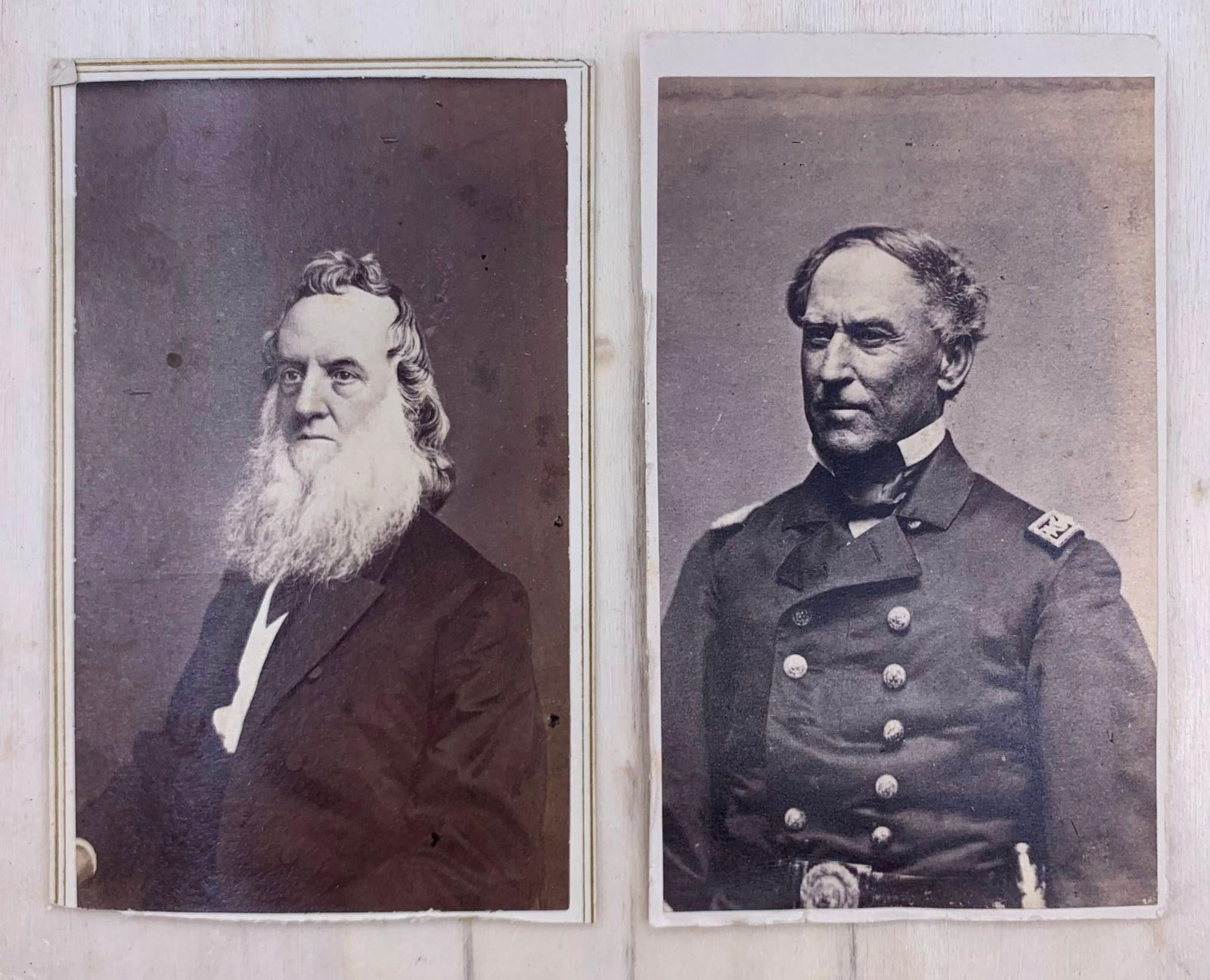 Two 1860s Union Commander CDVs: Sec. of Navy Gideon Welles & Admiral David Farragut (1 of 3)