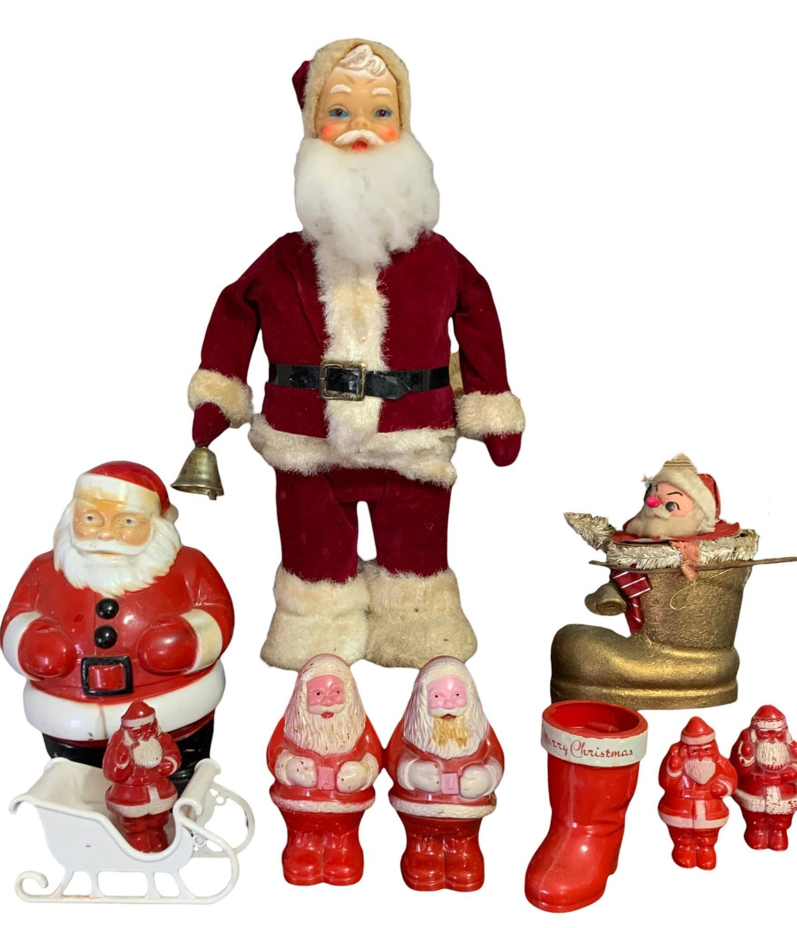 10 pc Vintage Santa Claus Christmas Holiday Decorations, Battery Op Santa & Candy Container Lot (1 of 20)