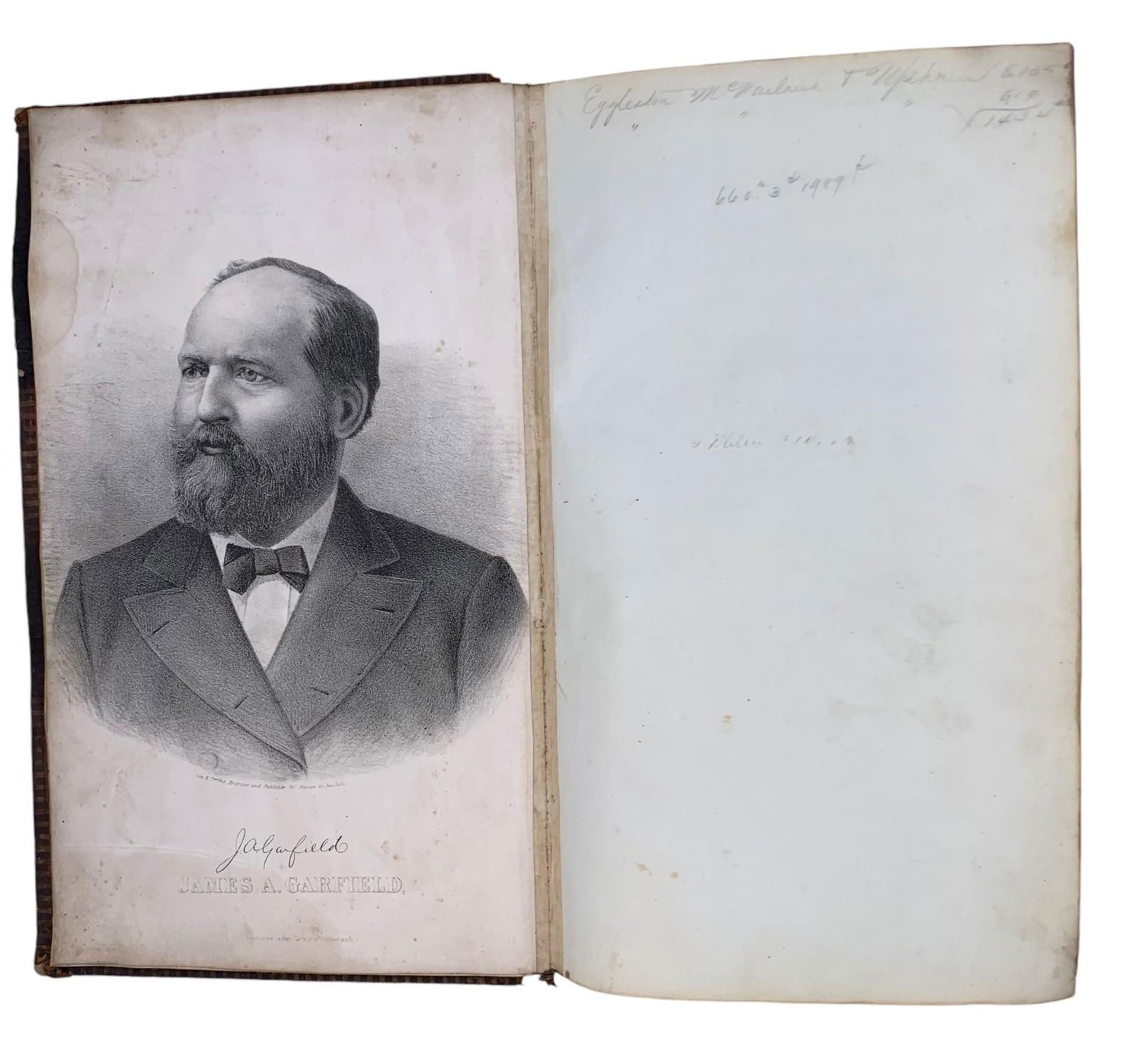 1860s Chagrin Falls Ohio Large Leather Hardback Shop Expense Logbook with 1870s Scrap News Clippings (1 of 20)